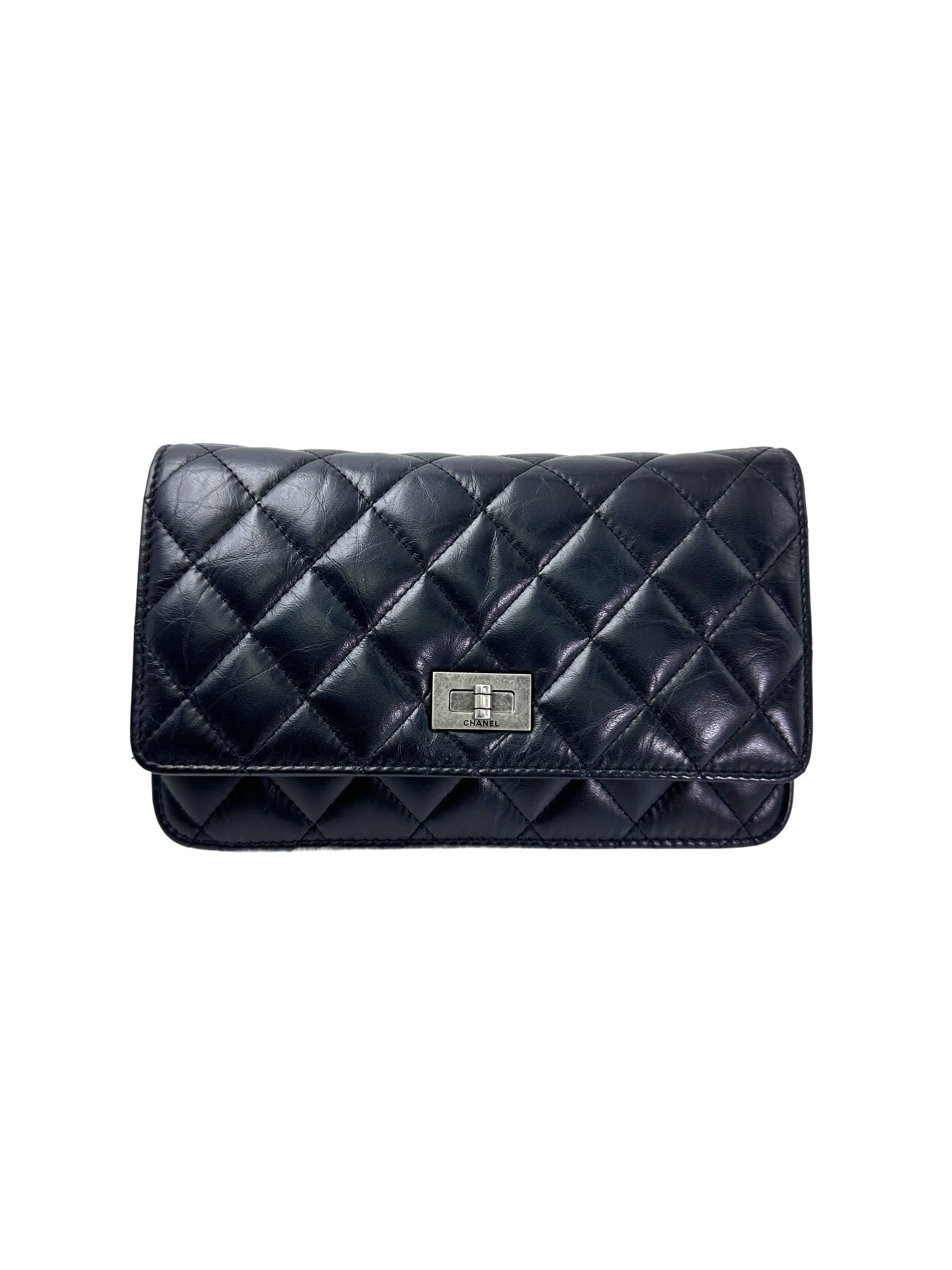 Chanel 2.55 Reissue Navy Quilted Leather Wallet On Chain(24***74) CC1946