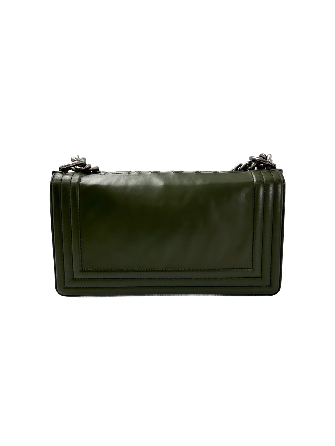 Chanel LeBoy Green Leather Medium Size Flap Bag(15***19) CC1945