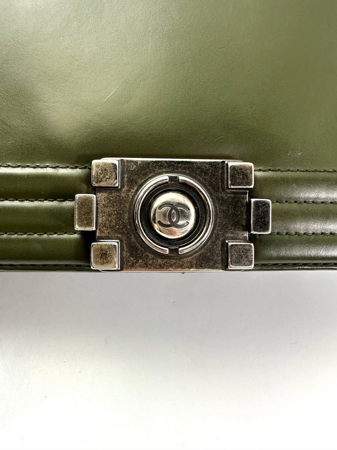 Chanel LeBoy Green Leather Medium Size Flap Bag(15***19) CC1945