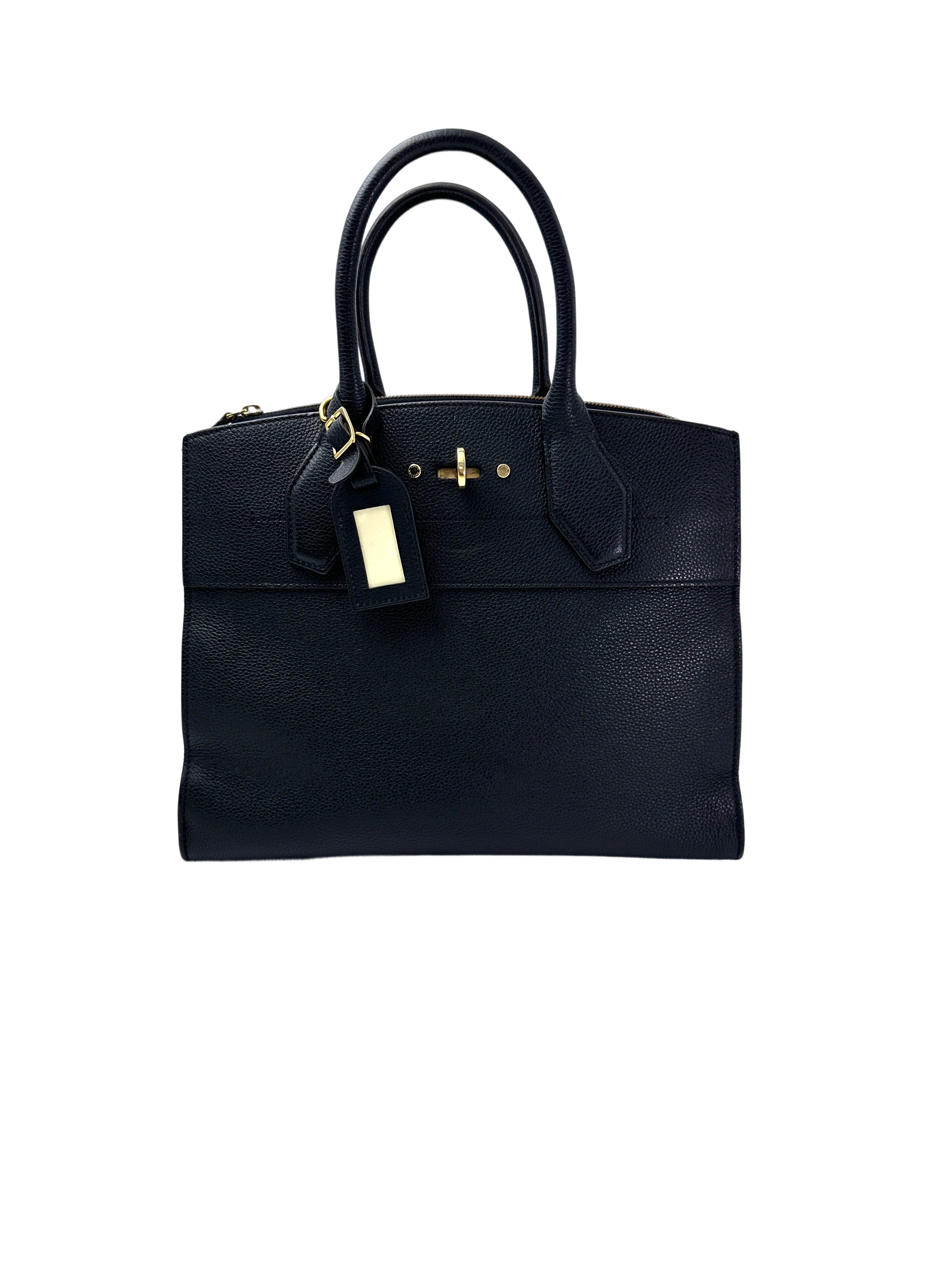 Louis Vuitton City Steamer Black Grained Leather Handle Bag LV2714