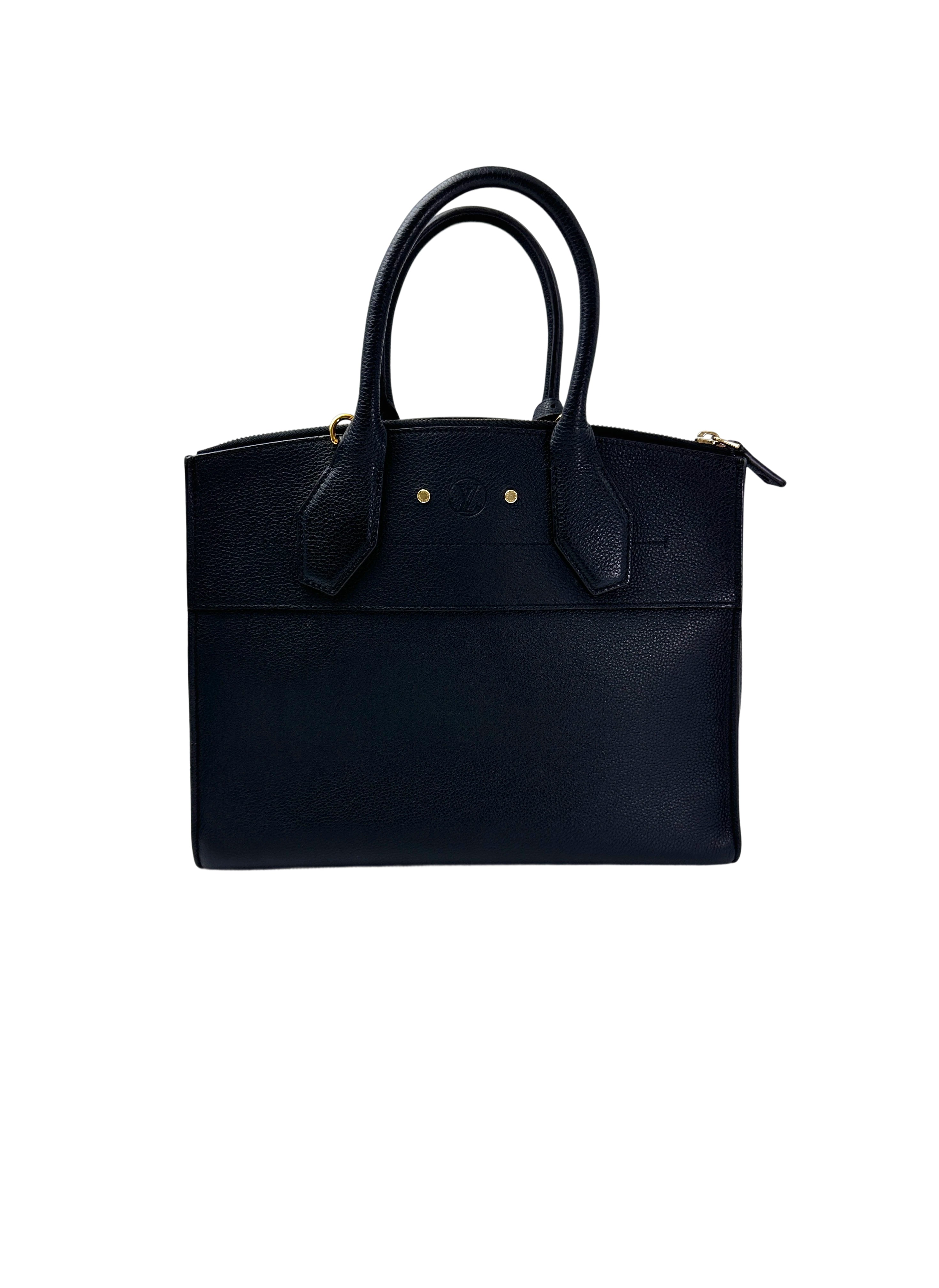 Louis Vuitton City Steamer Black Grained Leather Handle Bag LV2714