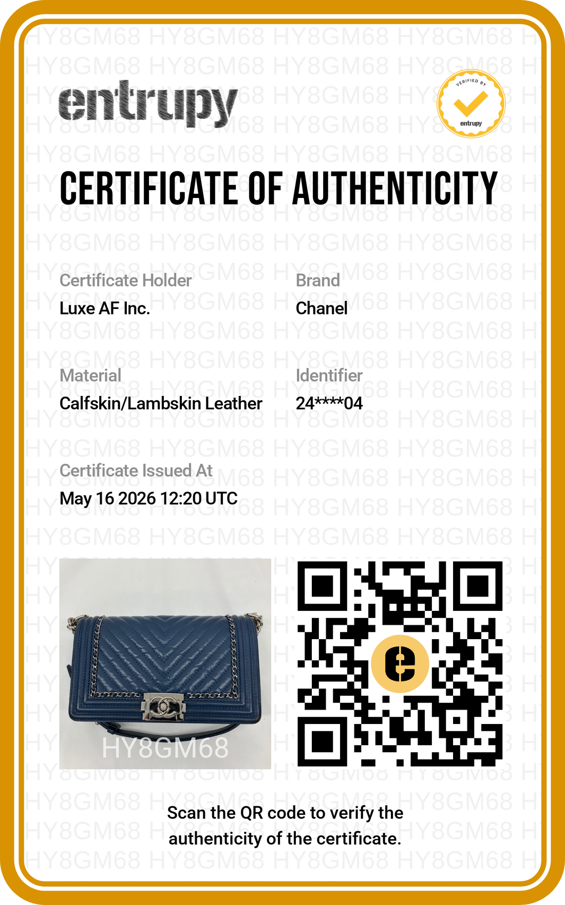 Chanel LeBoy Blue Chevron Quilted Leather Flap Bag With Gold Buckle(24***04)CC2016