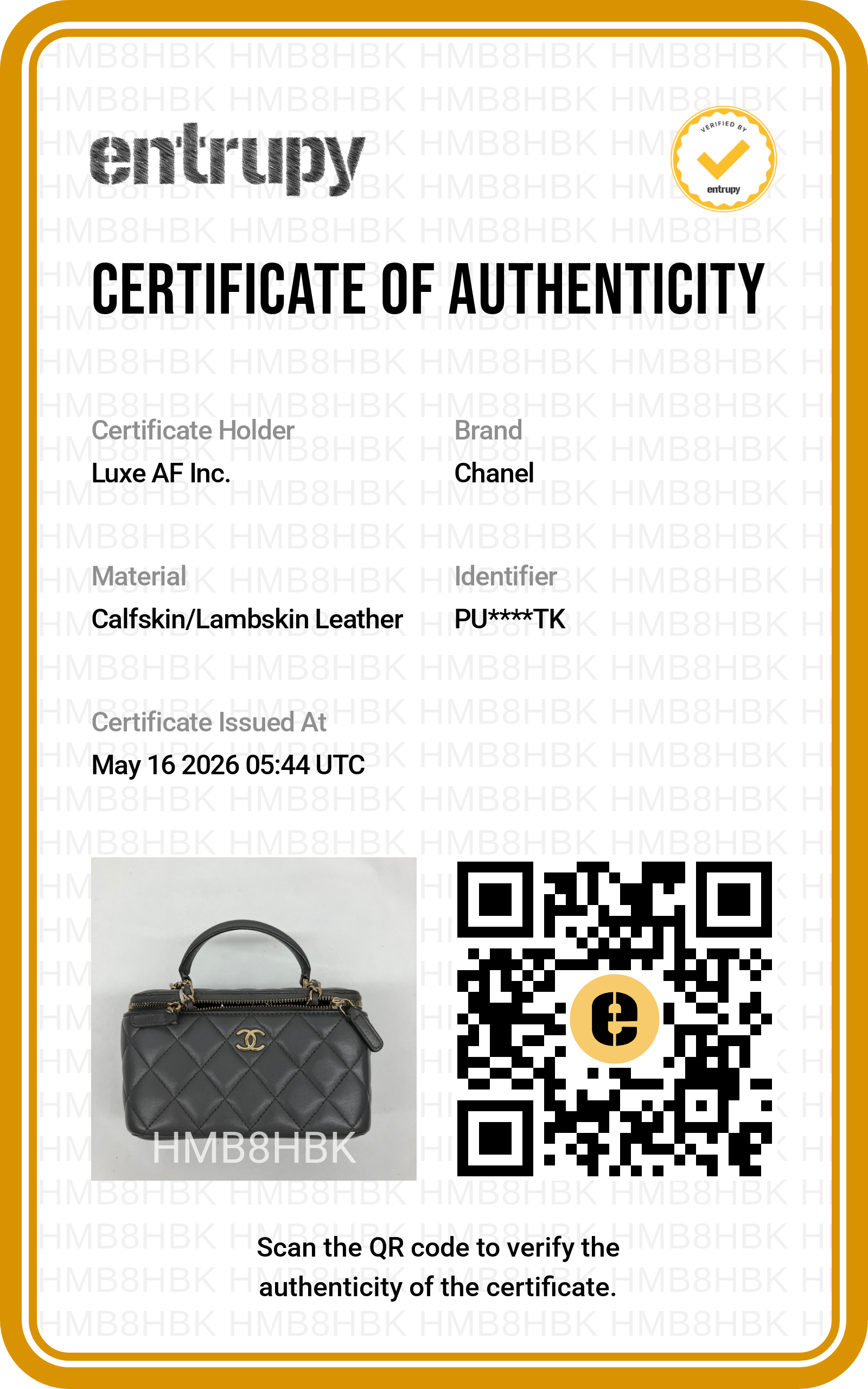 Chanel 22A Grey Quilted Leather Top Handle Vanity Case(PU***TK) CC1943