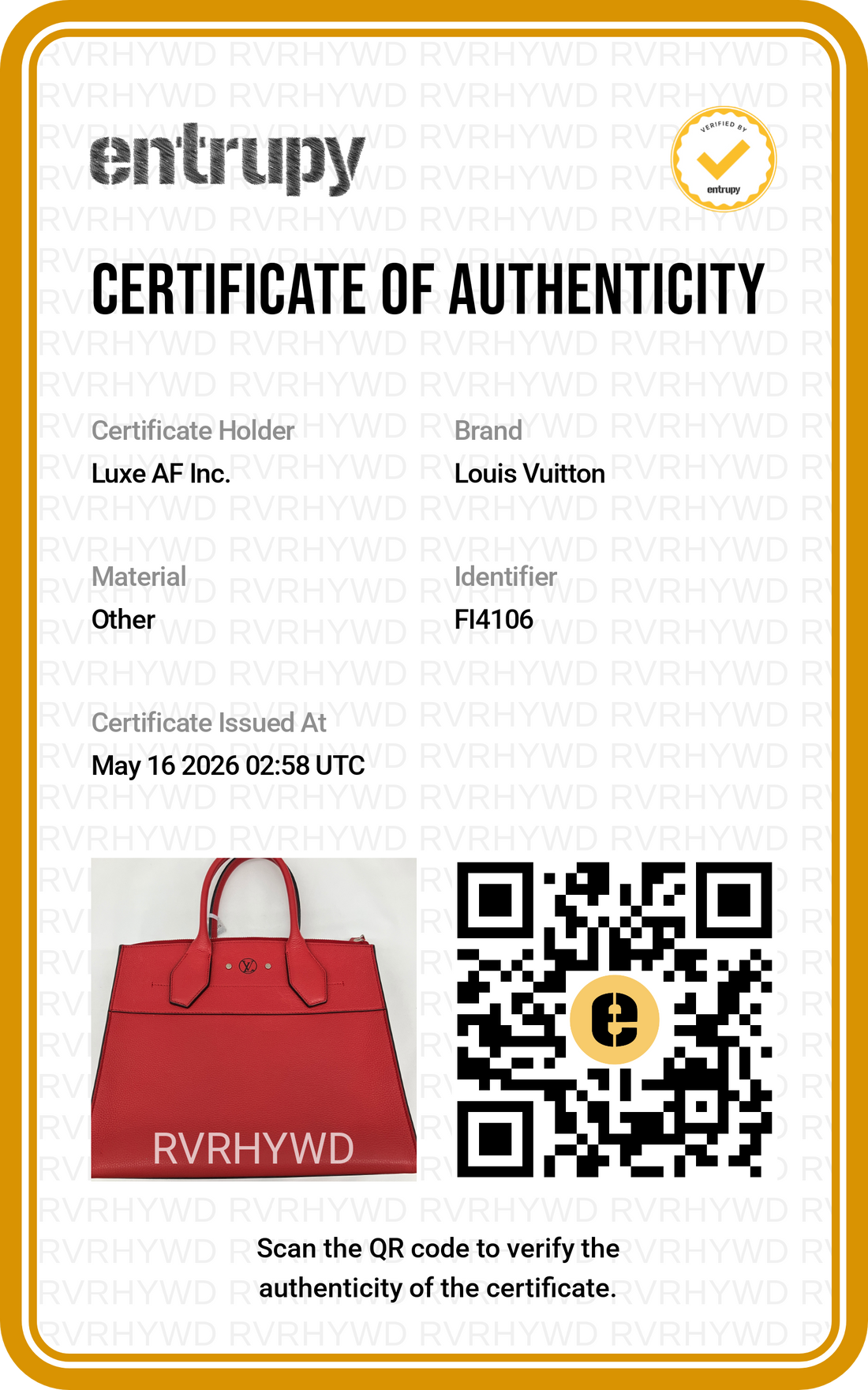 Louis Vuitton City Steamer Red Grained Leather Handle Bag LV2706