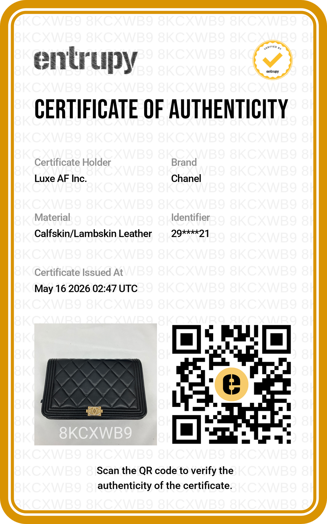 Chanel LeBoy Black Quilted Lambskin Wallet On Chain(29***21) CC1938