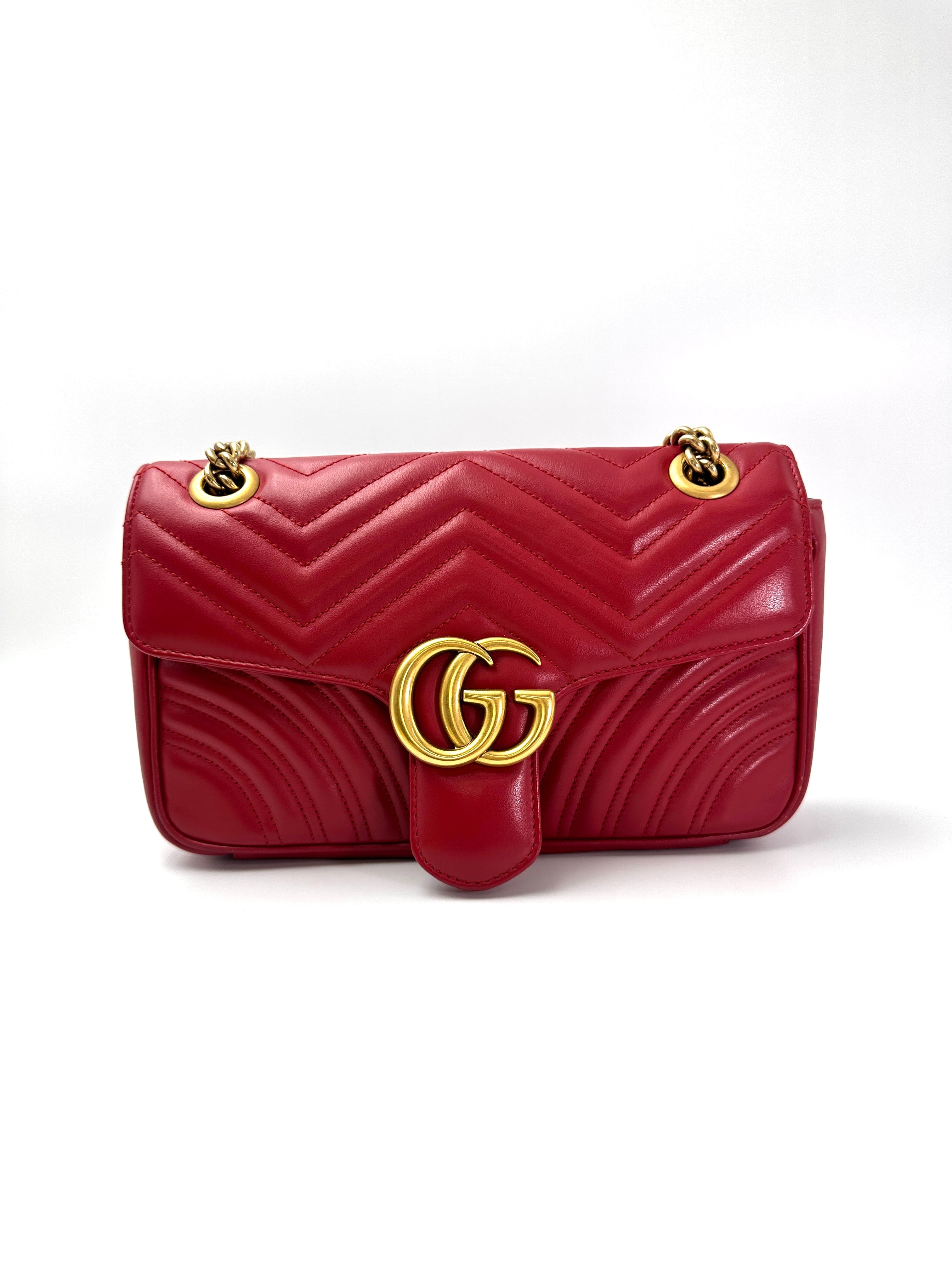 Gucci GG Marmont Red Matelasse Leather Shoulder Bag GG959