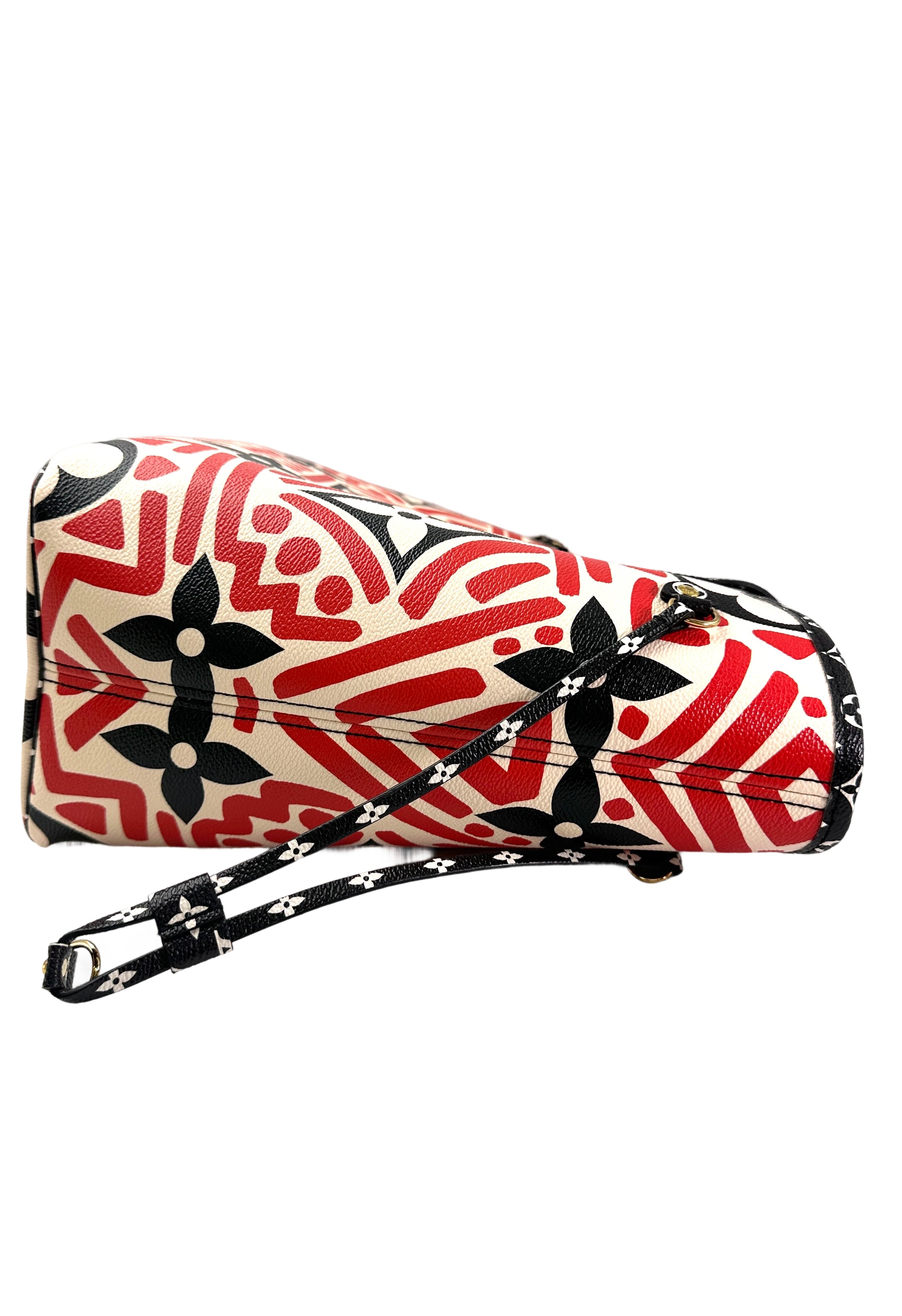 Louis Vuitton Neverfull MM Crafty Red/White Gaint Monogram Canvas Tote Bag LV2716