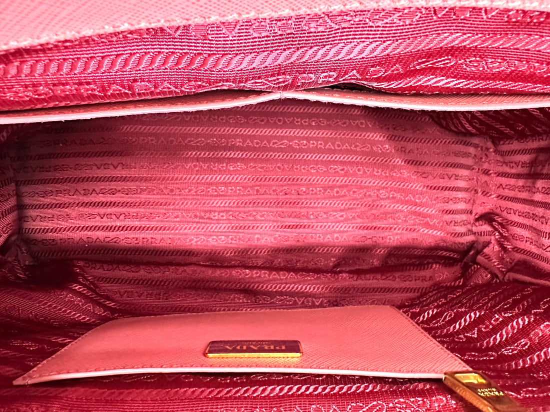 Prada Galleria Pink Saffiano Leather Handle Bag PR322