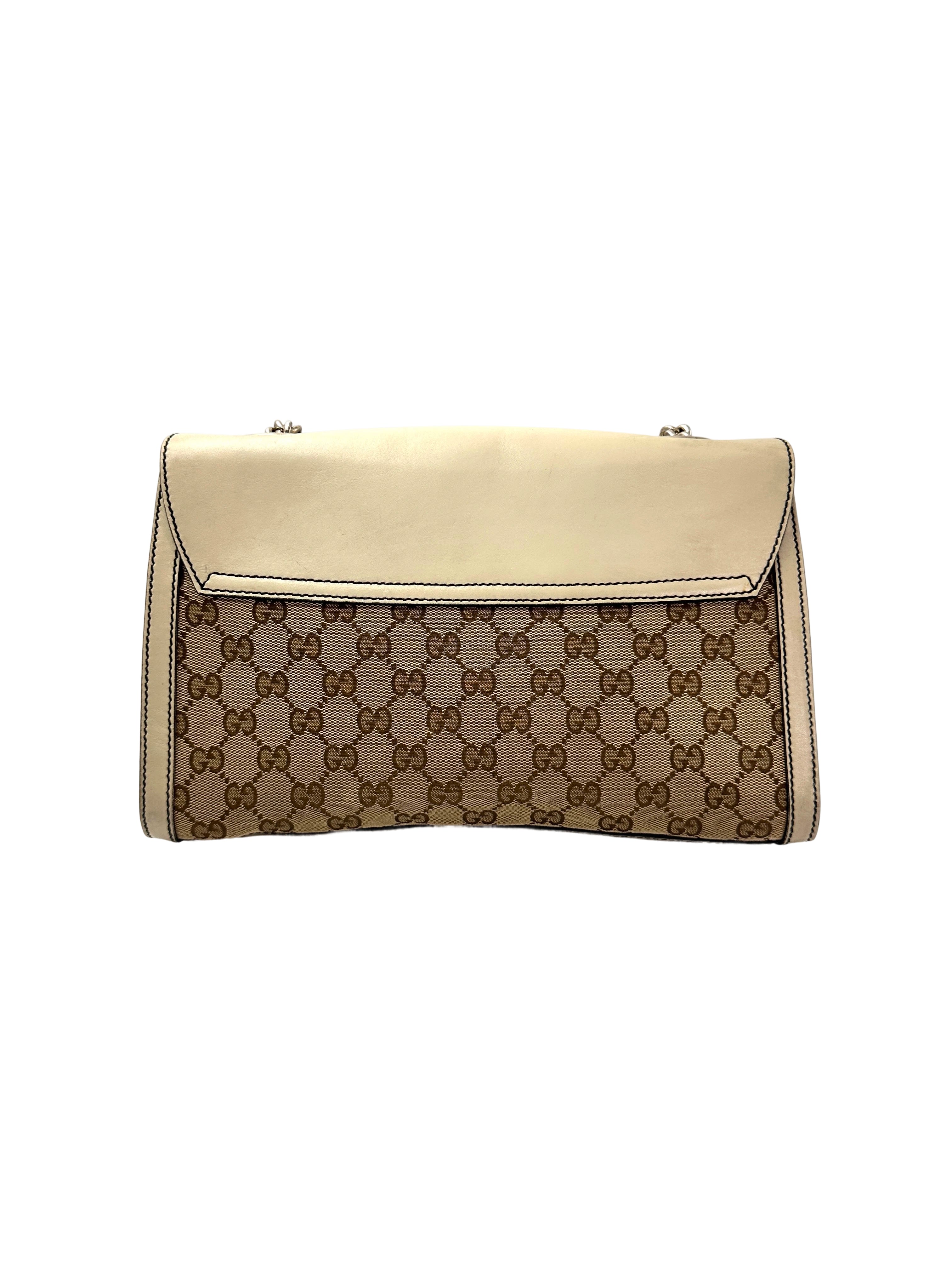 Gucci Emily GG Canvas & White Leather Shoulder Bag GG978