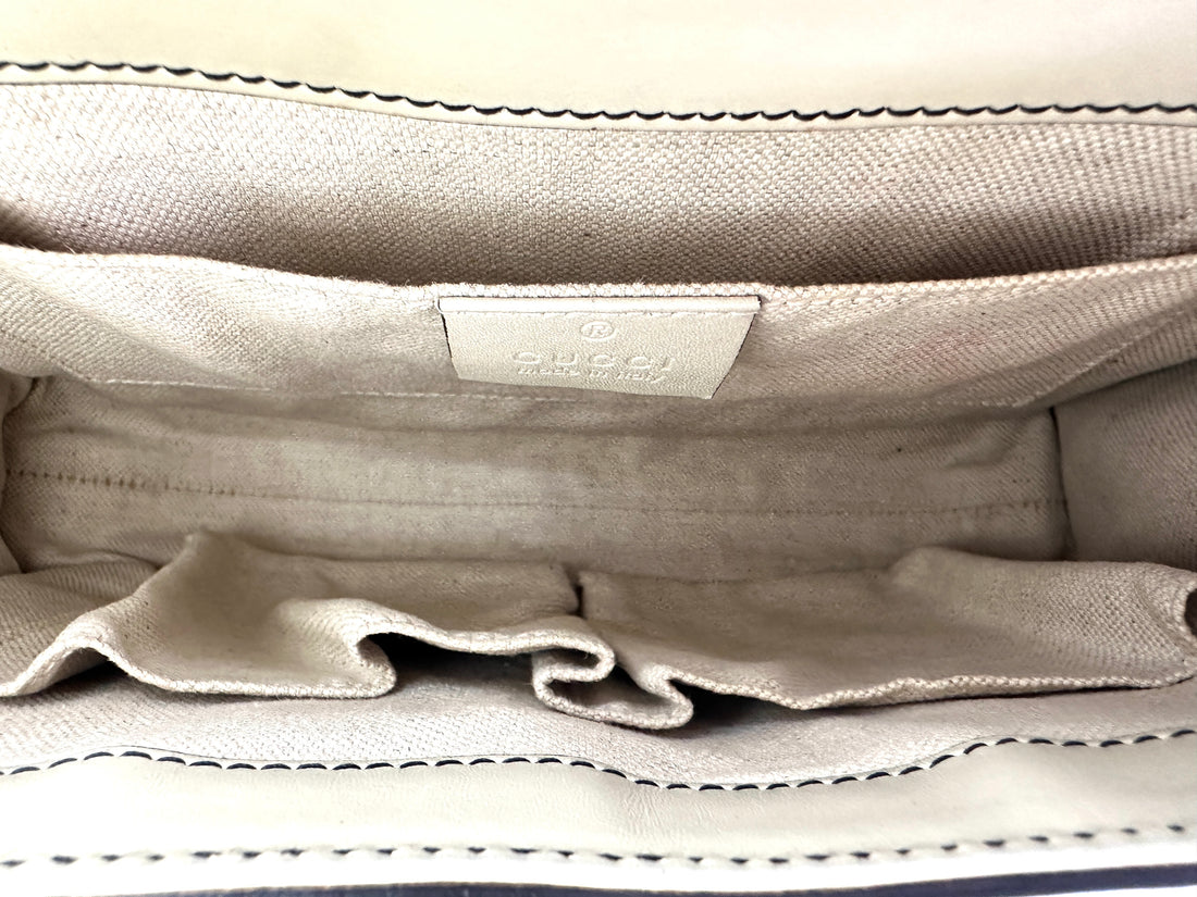 Gucci Emily GG Canvas & White Leather Shoulder Bag GG978