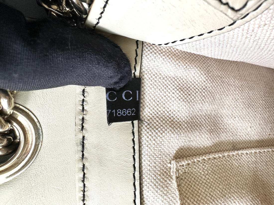 Gucci Emily GG Canvas & White Leather Shoulder Bag GG978