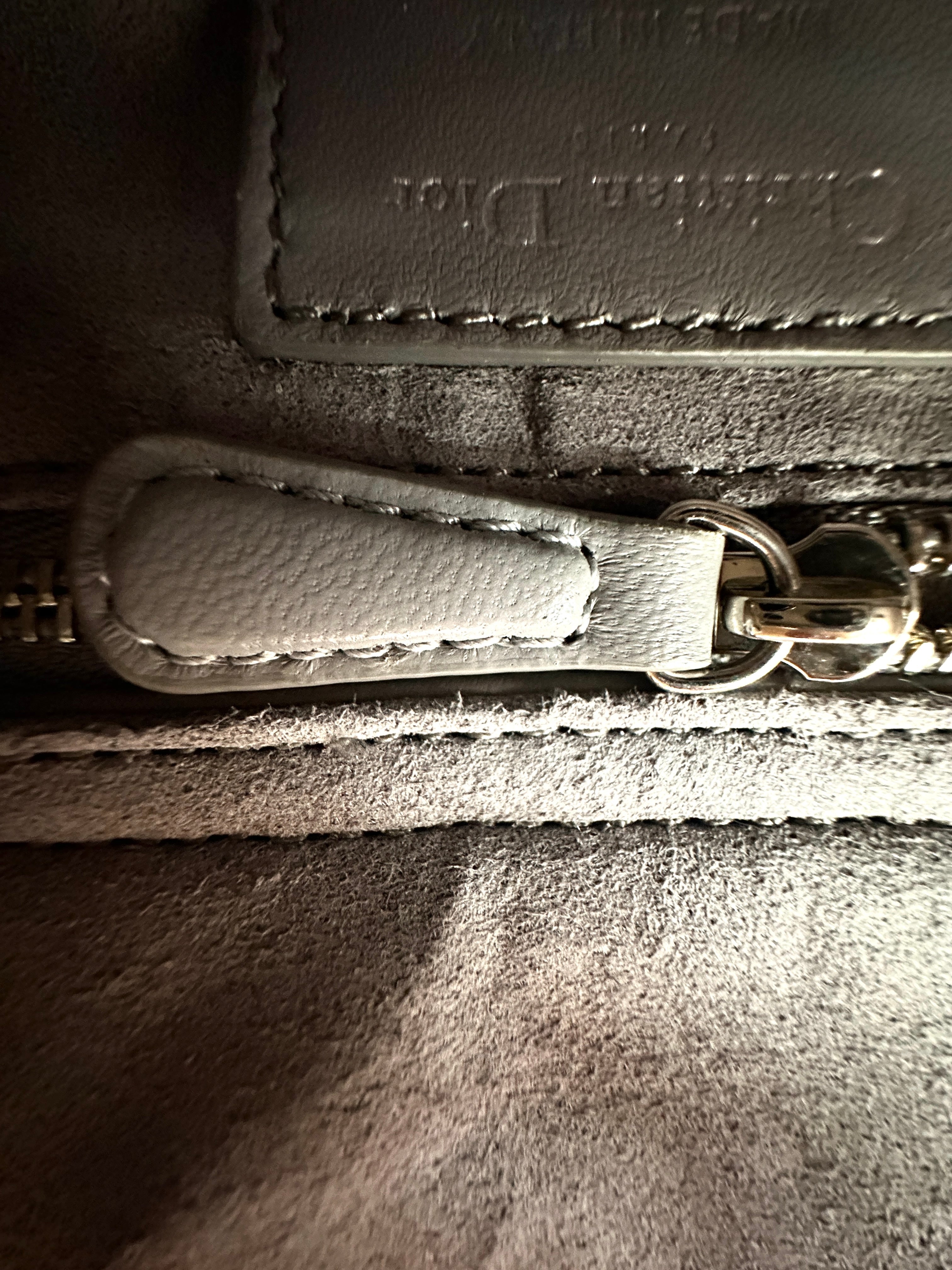 Christian Dior Lady Dior Grey Cannage Lambskin Handle Bag With Silver Buckle DR729