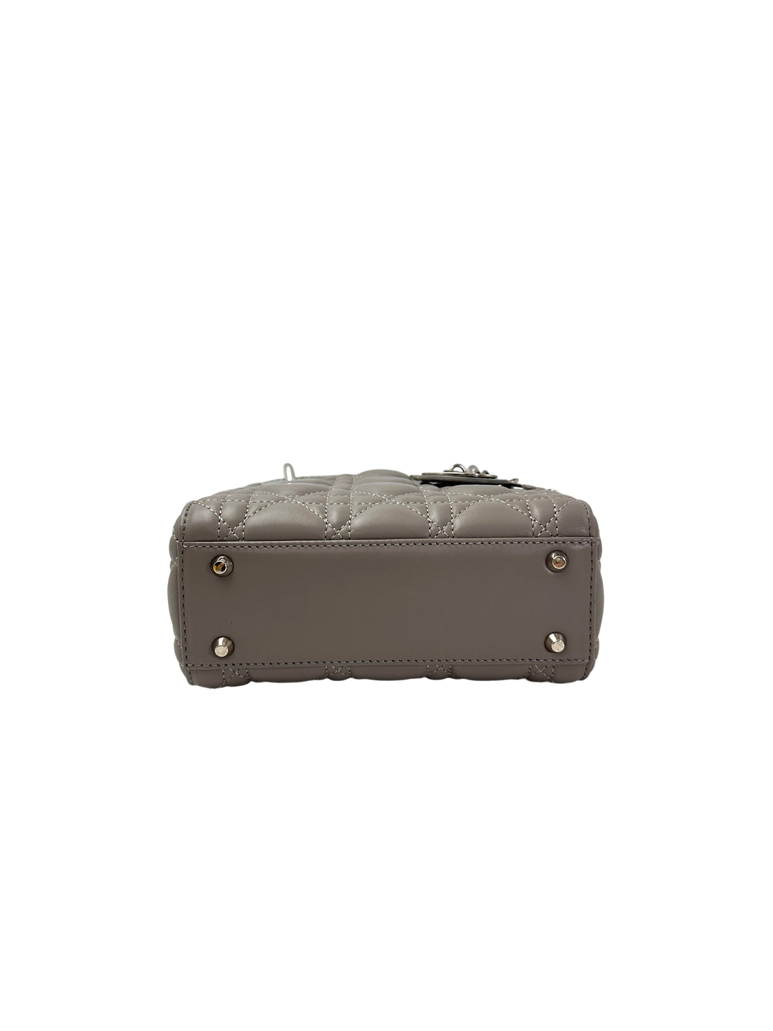 Christian Dior Lady Dior Grey Cannage Lambskin Handle Bag With Silver Buckle DR728