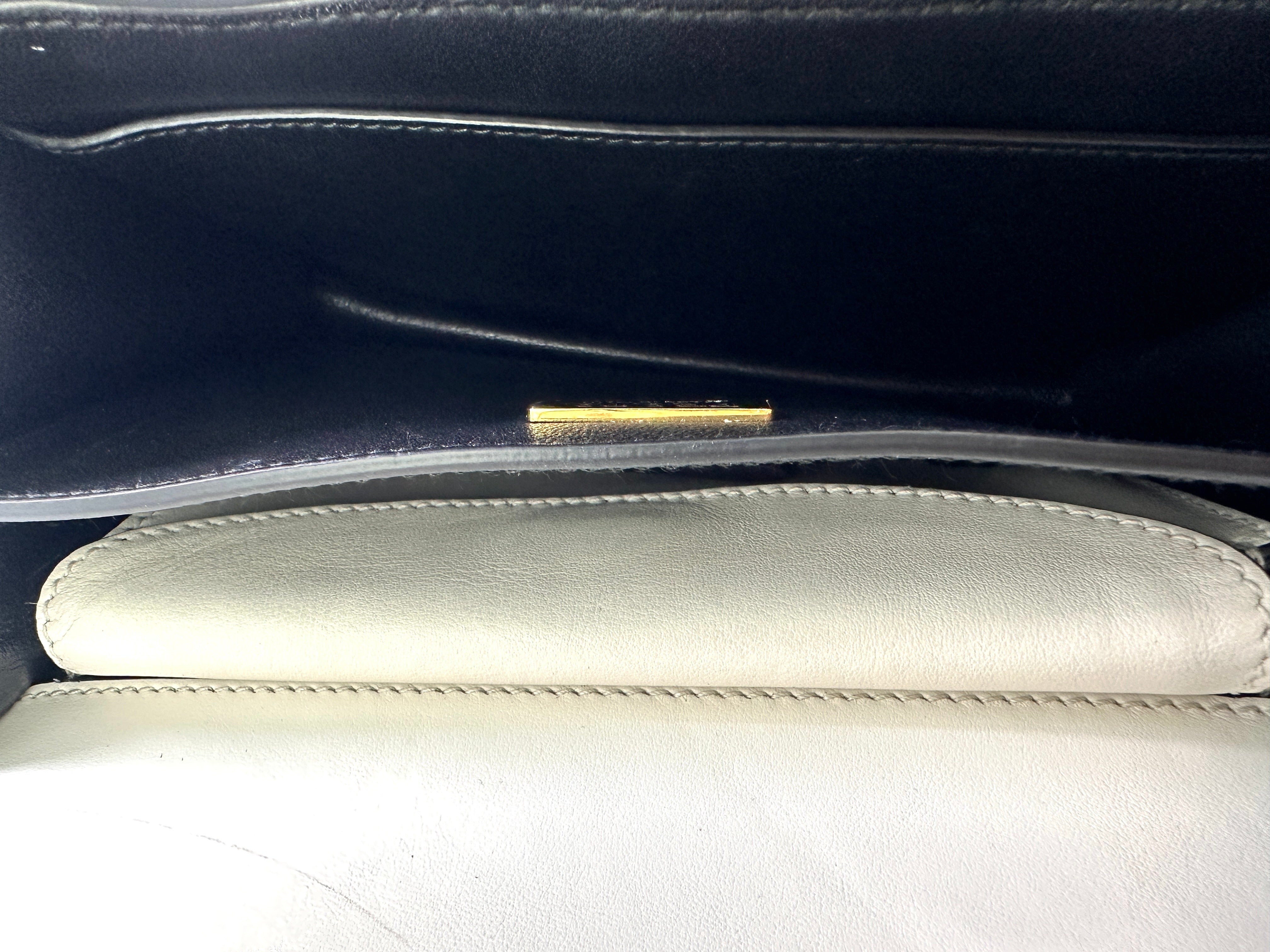Prada Cahier Denim & Saffiano Leather Shoulder Bag With Gold Hardware PR323