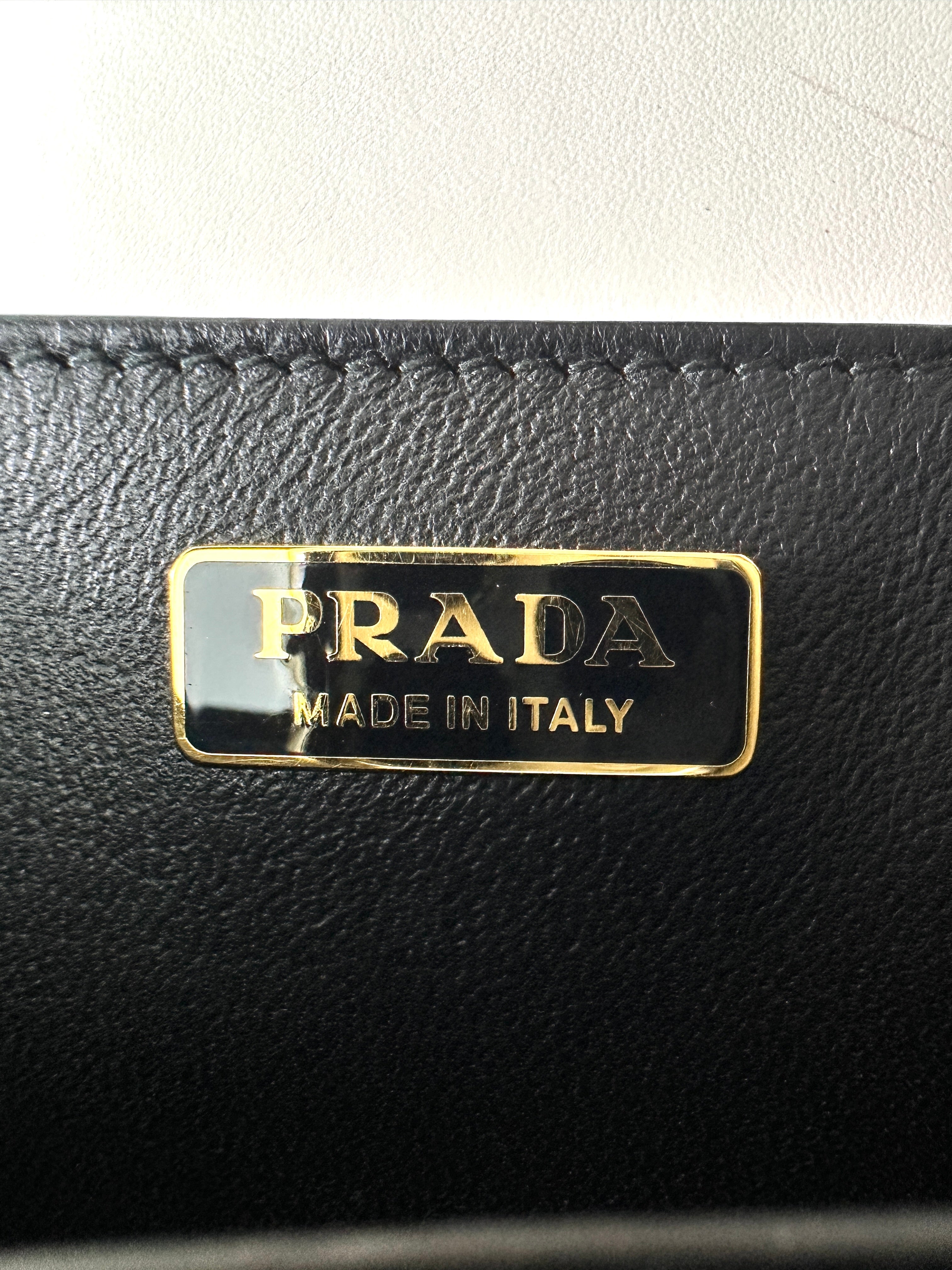 Prada Cahier Denim & Saffiano Leather Shoulder Bag With Gold Hardware PR323