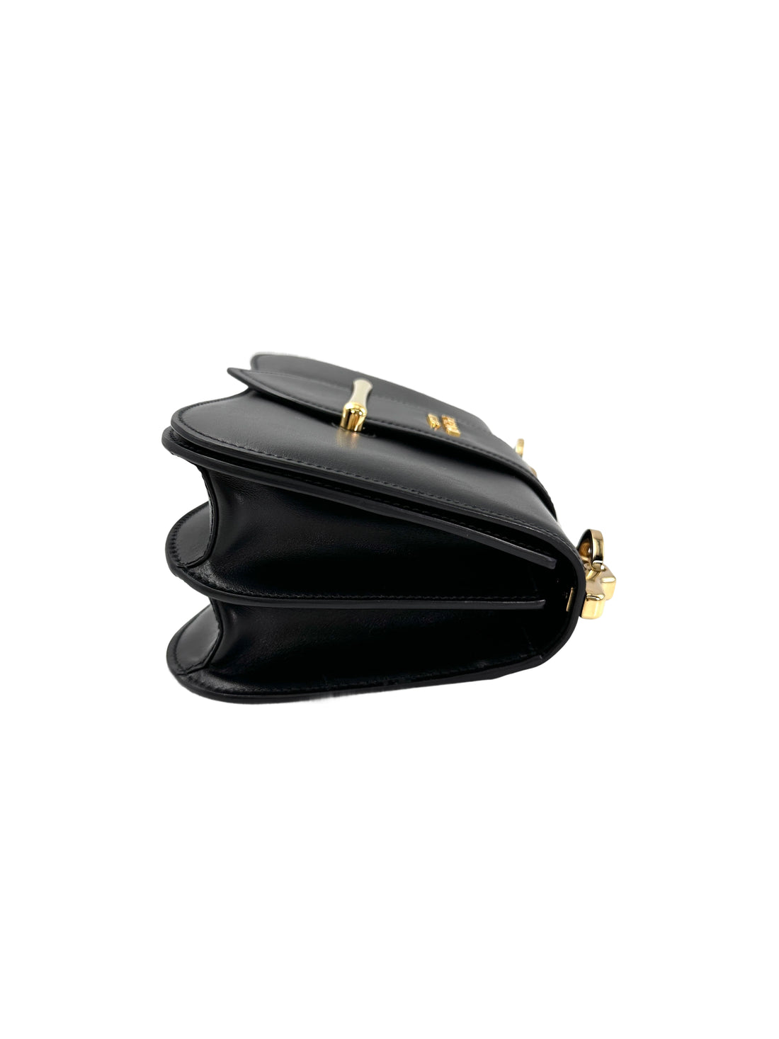 Prada Sidonie Black Leather Shoulder Bag With Gold Hardware PR324