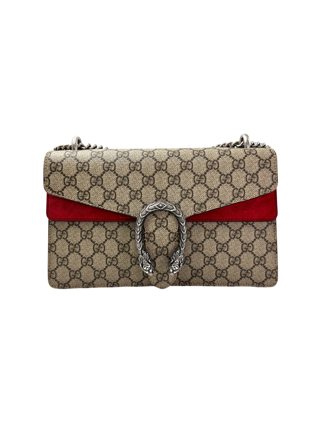 Gucci Dionysus GG Supreme Canvas Medium Size Shoulder Bag With Red Tirm GG974