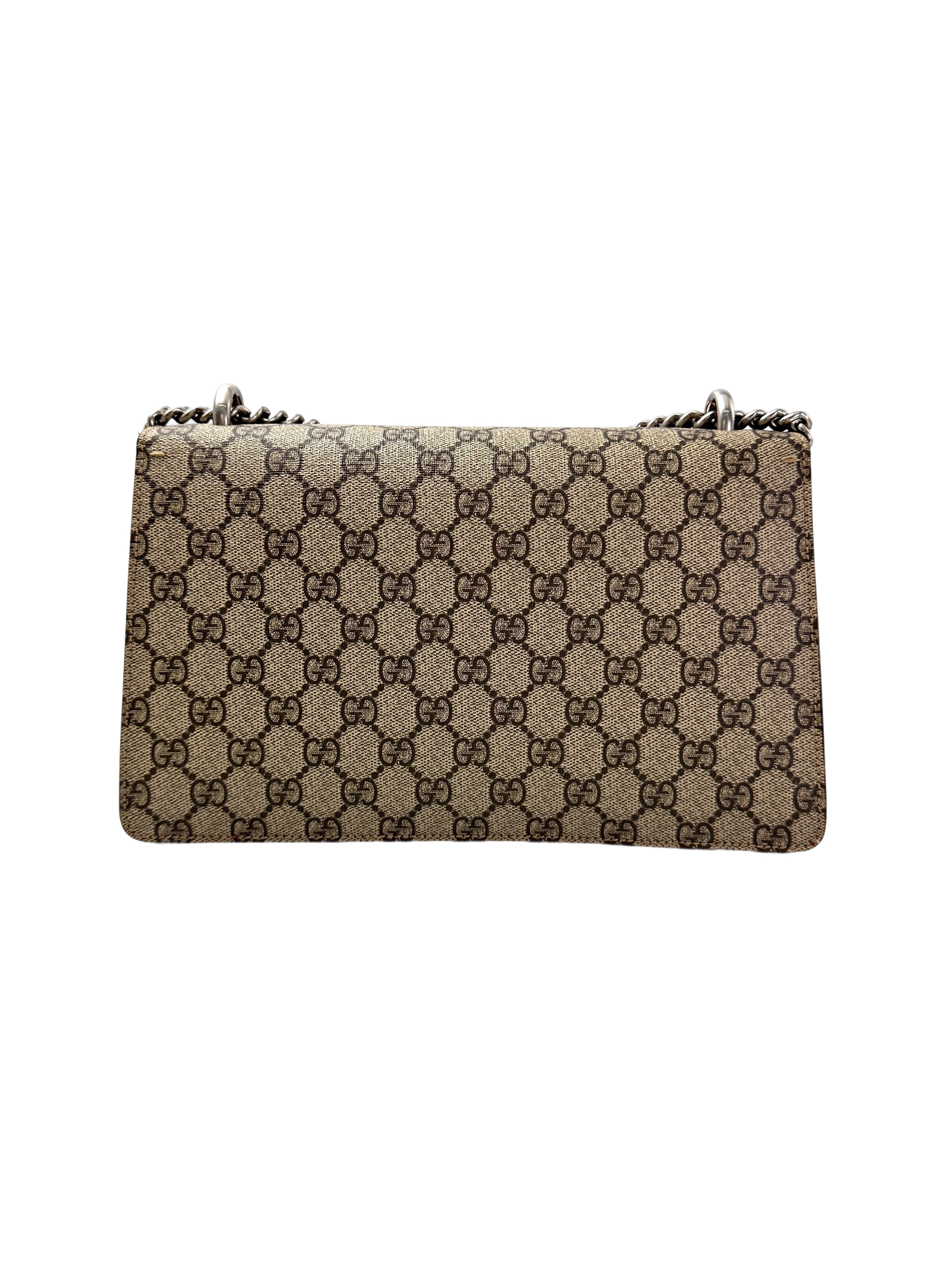 Gucci Dionysus GG Supreme Canvas Medium Size Shoulder Bag With Red Tirm GG974