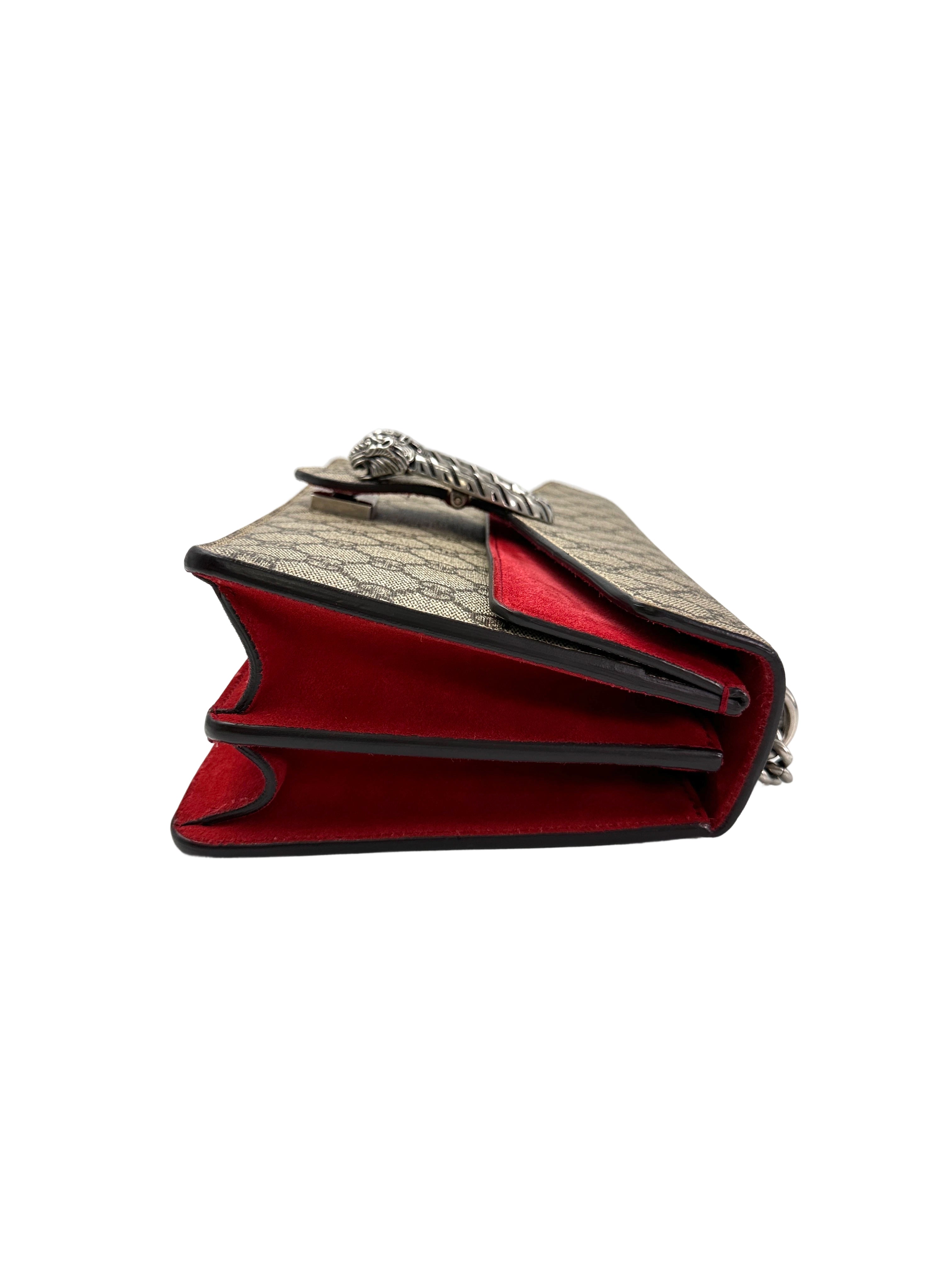 Gucci Dionysus GG Supreme Canvas Medium Size Shoulder Bag With Red Tirm GG974