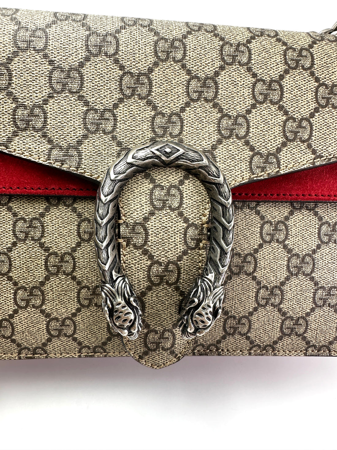Gucci Dionysus GG Supreme Canvas Medium Size Shoulder Bag With Red Tirm GG974