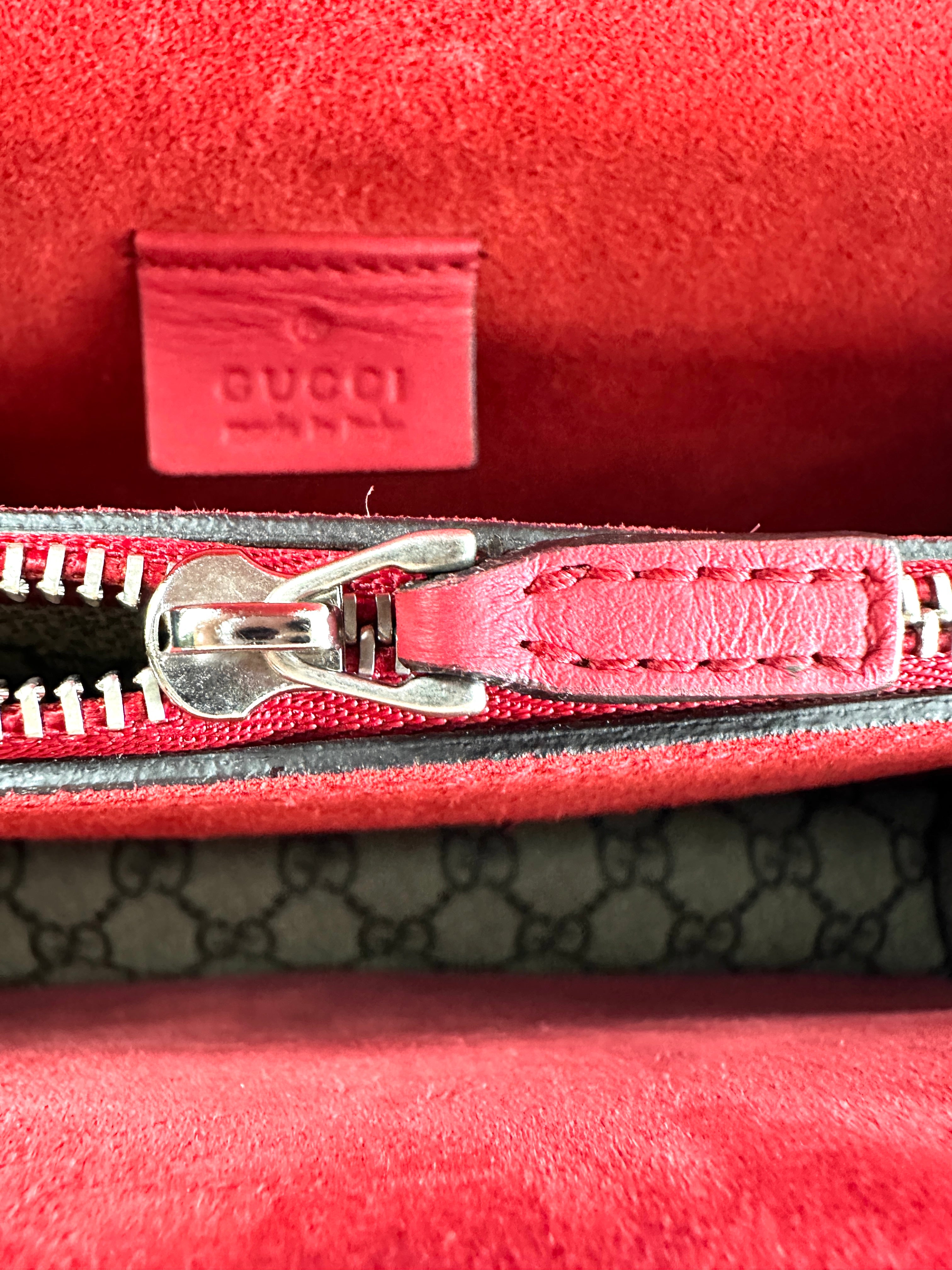 Gucci Dionysus GG Supreme Canvas Medium Size Shoulder Bag With Red Tirm GG974