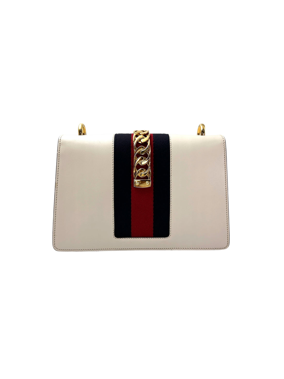 Gucci Sylvie White Leather Shoulder Bag GG970