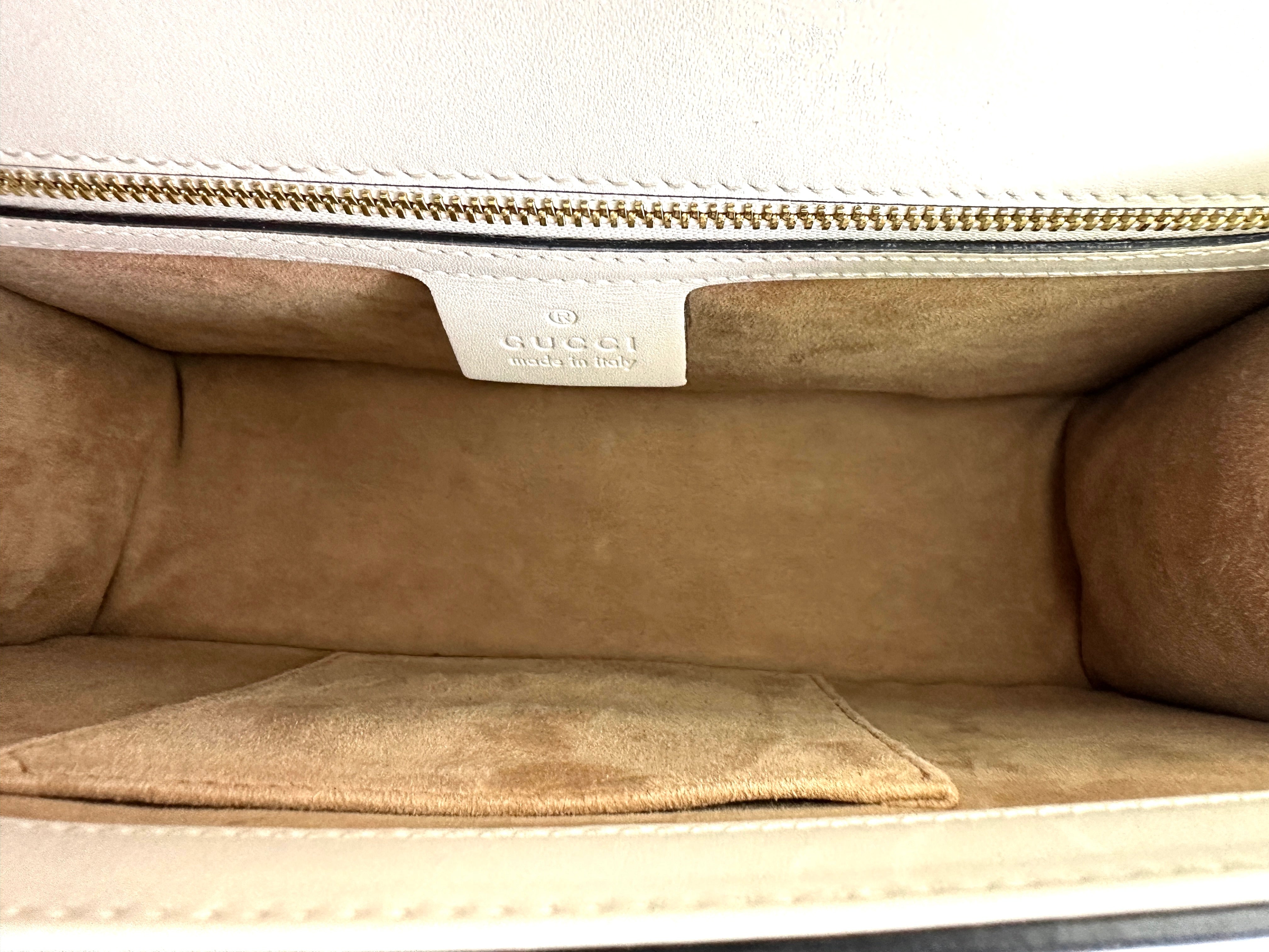 Gucci Sylvie White Leather Shoulder Bag GG970
