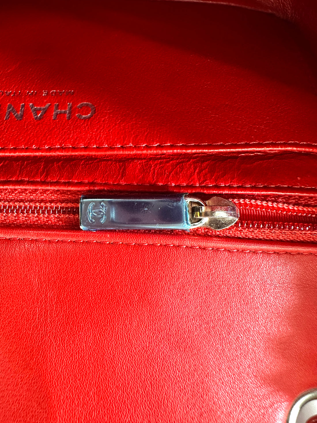 Chanel Classic Flap Red Chevron Quilted Patent Leather Shoulder Bag With Silver Buckle(21***51) CC1948