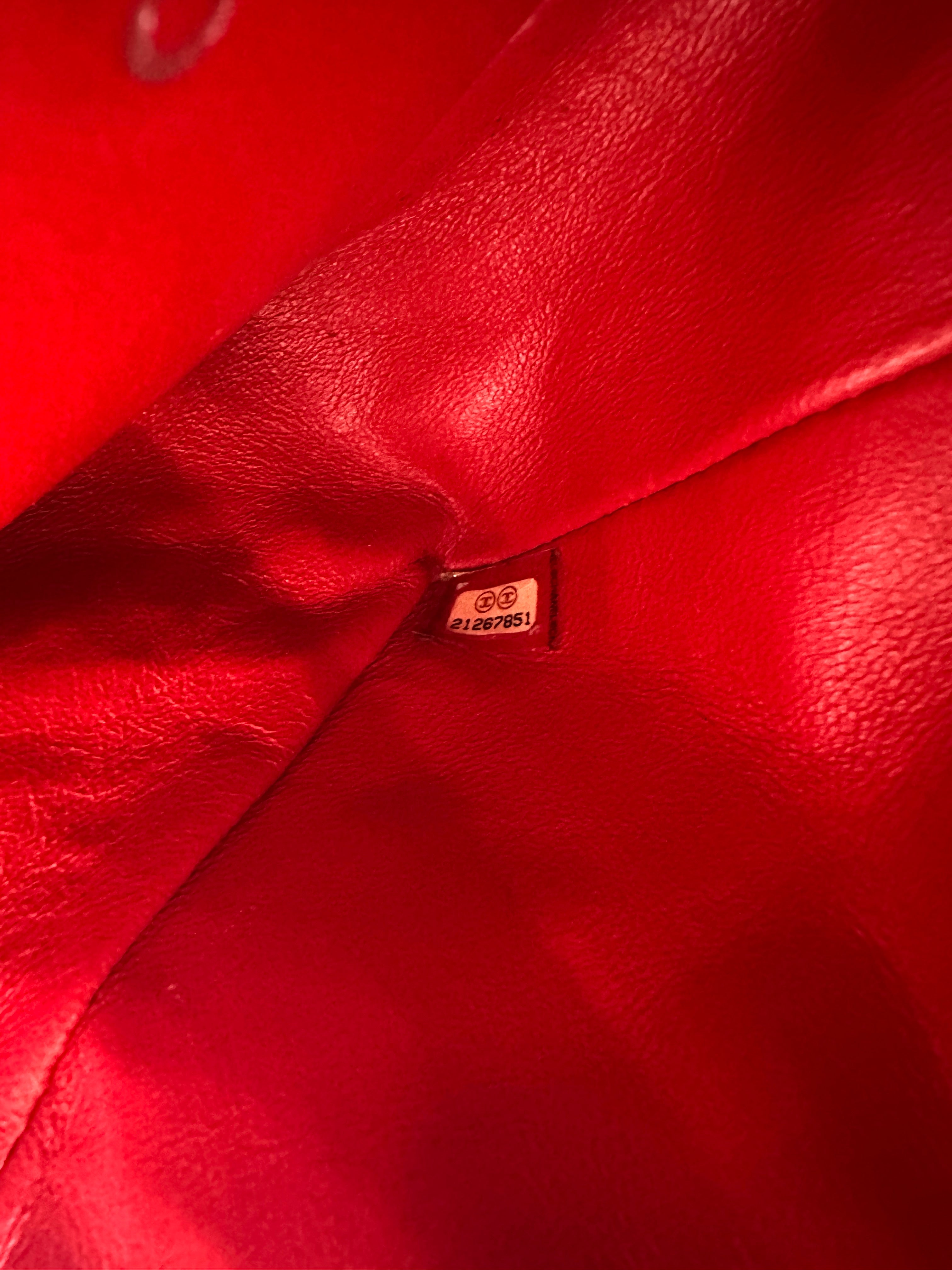 Chanel Classic Flap Red Chevron Quilted Patent Leather Shoulder Bag With Silver Buckle(21***51) CC1948
