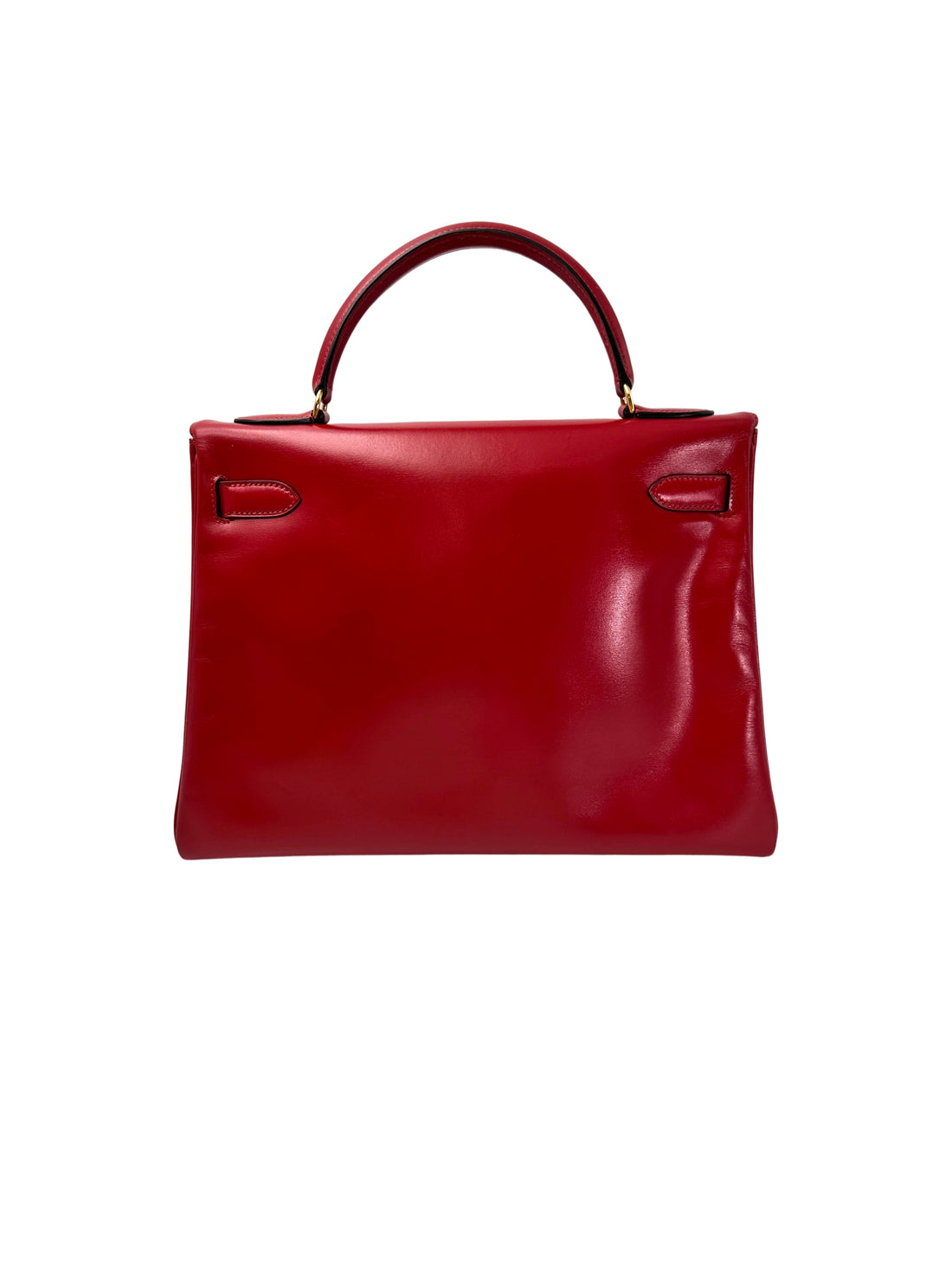 Hermes Kelly Red Leather Handle Bag With Gold Buckle HR109