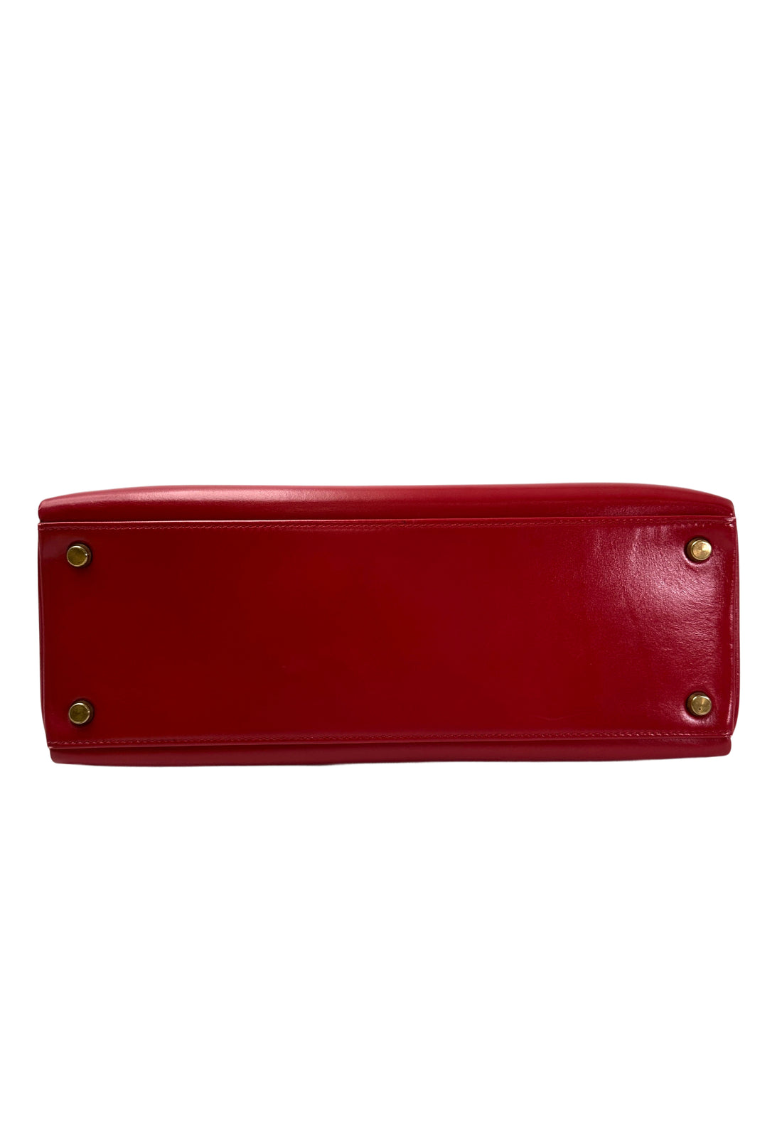 Hermes Kelly Red Leather Handle Bag With Gold Buckle HR109