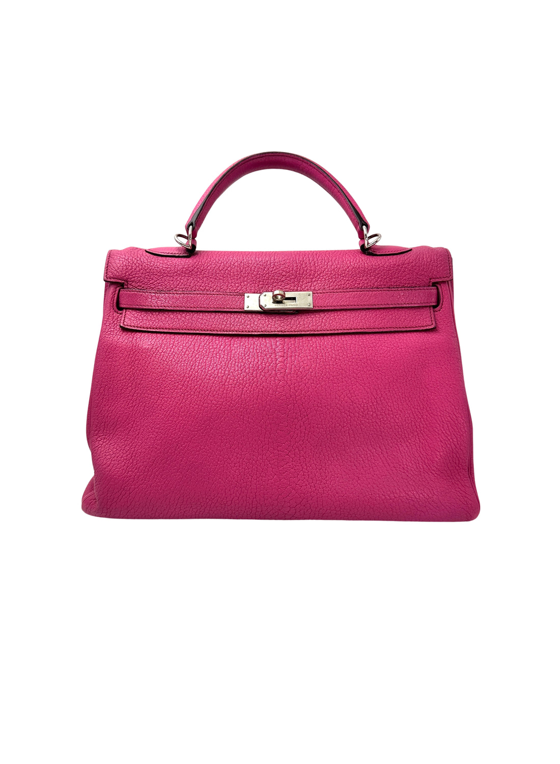 Hermes Kelly Pink Leather Handle Bag With Gold Buckle HR110