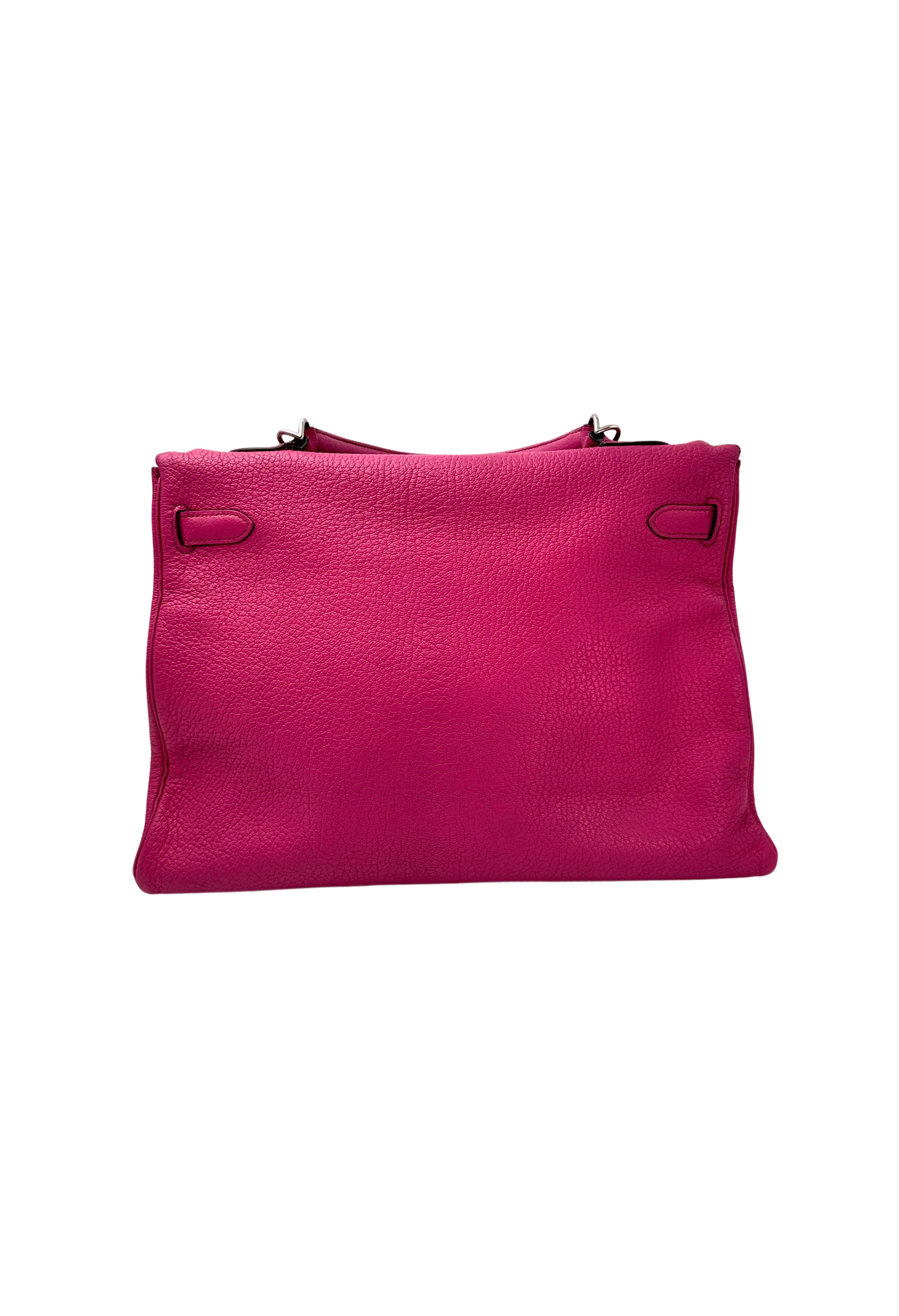 Hermes Kelly Pink Leather Handle Bag With Gold Buckle HR110