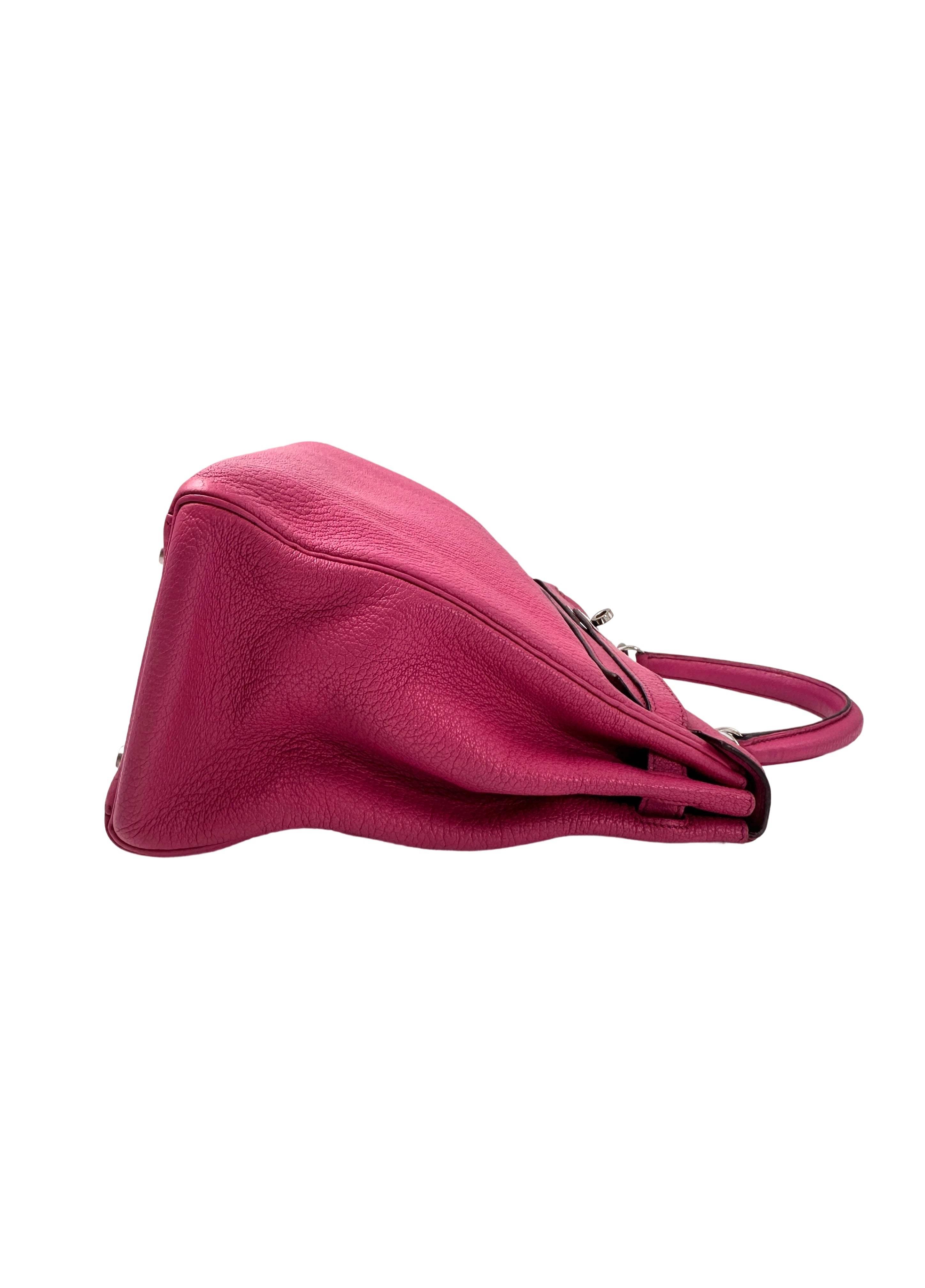 Hermes Kelly Pink Leather Handle Bag With Gold Buckle HR110