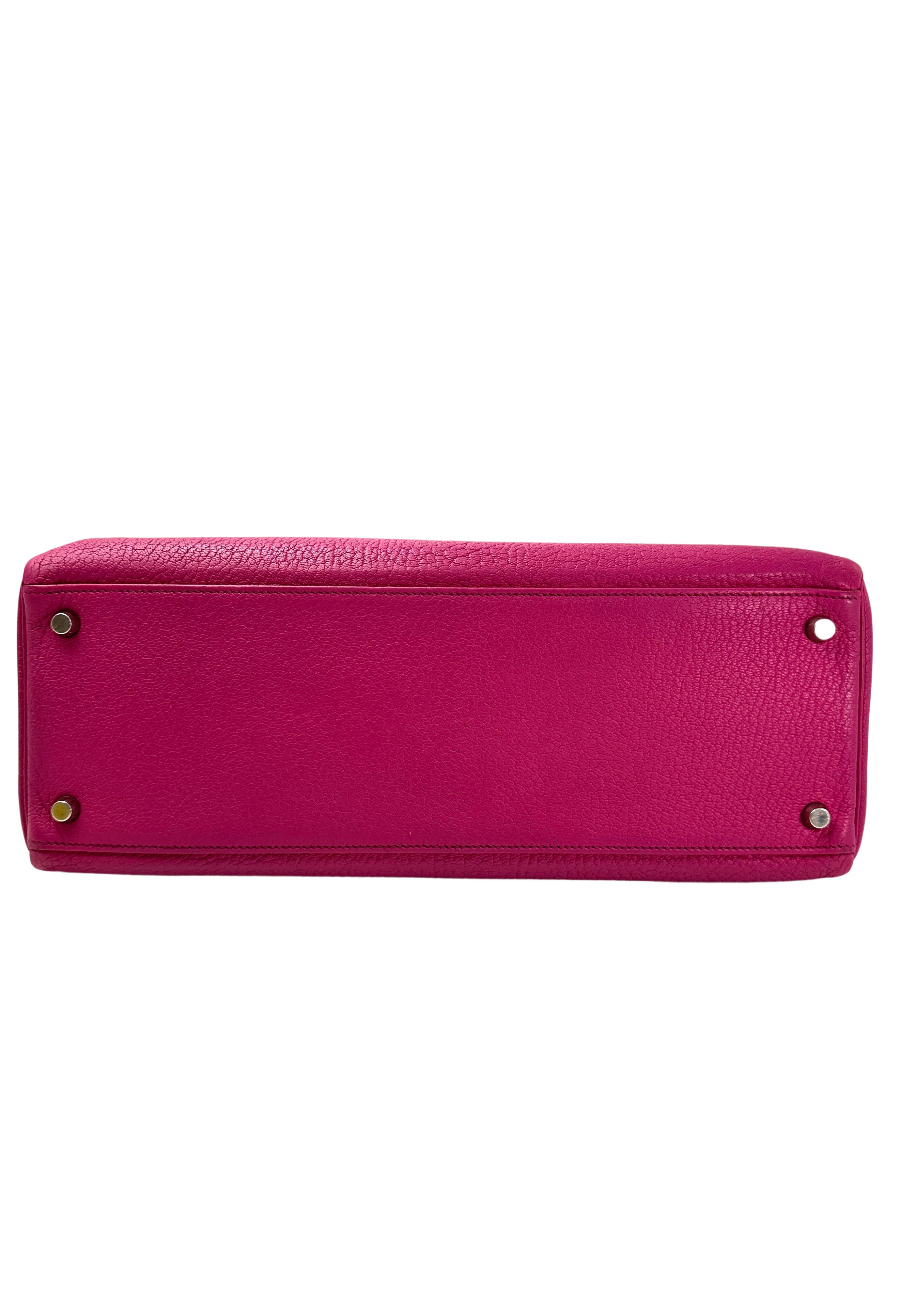 Hermes Kelly Pink Leather Handle Bag With Gold Buckle HR110