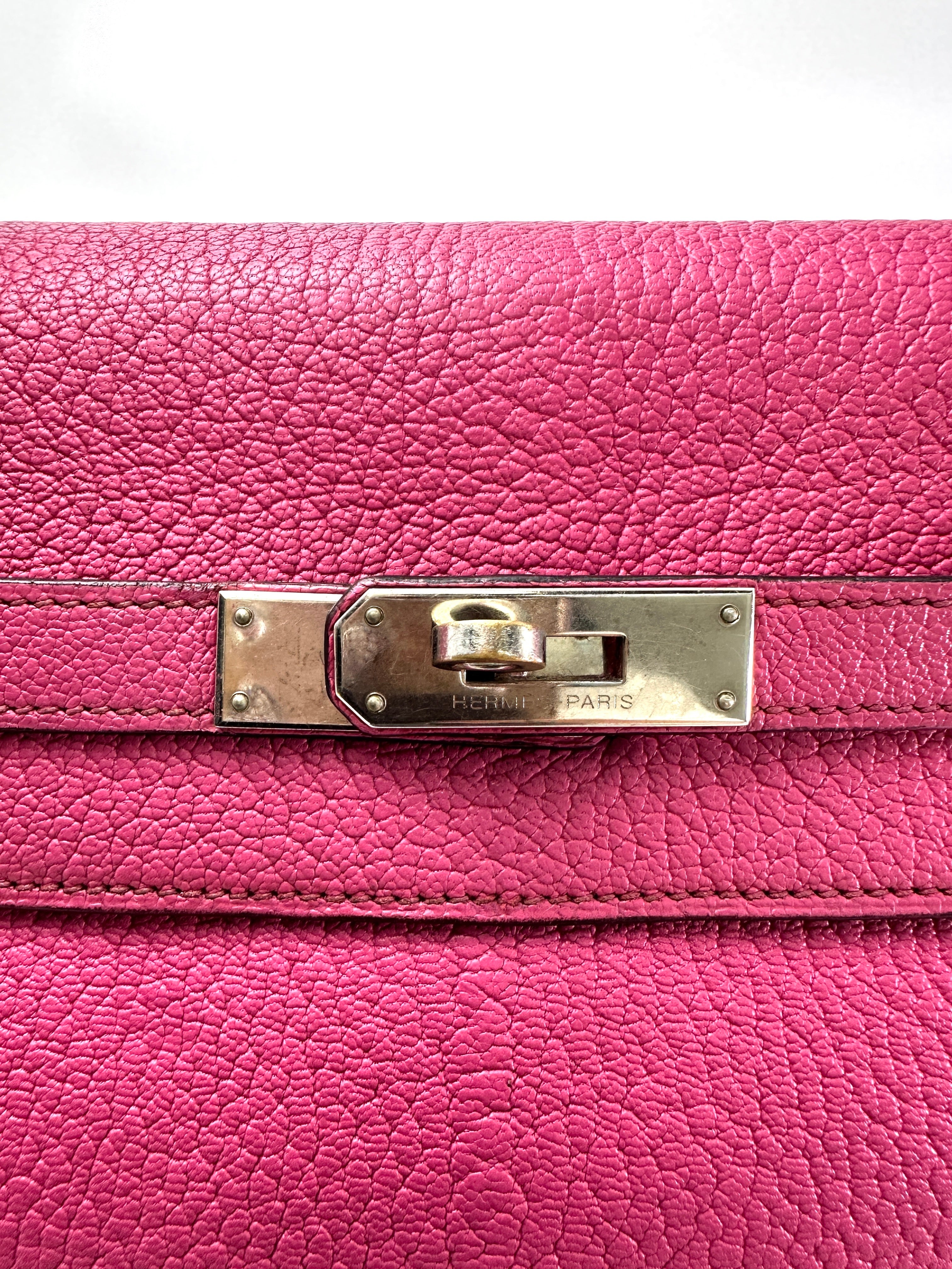 Hermes Kelly Pink Leather Handle Bag With Gold Buckle HR110