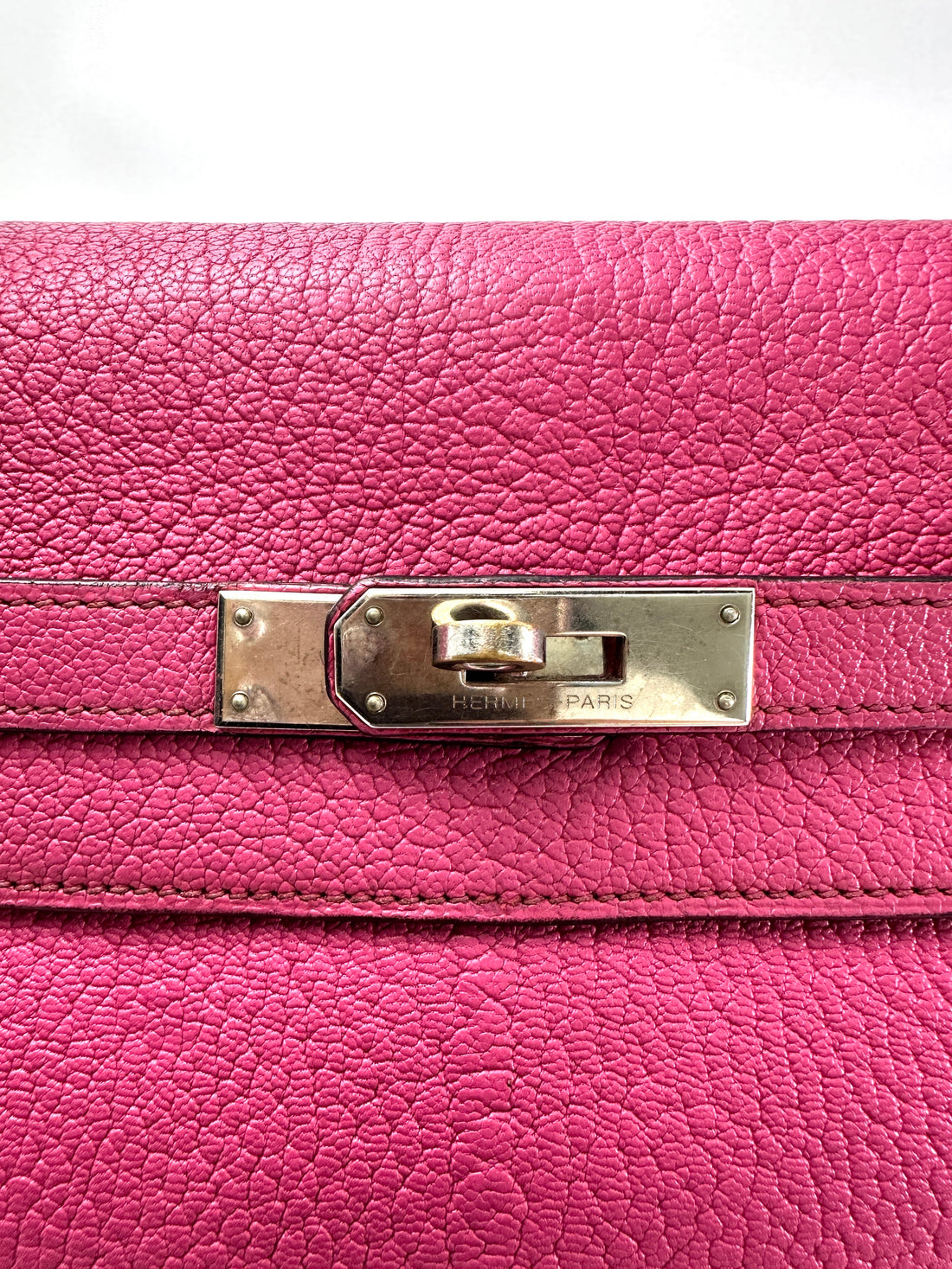 Hermes Kelly Pink Leather Handle Bag With Gold Buckle HR110