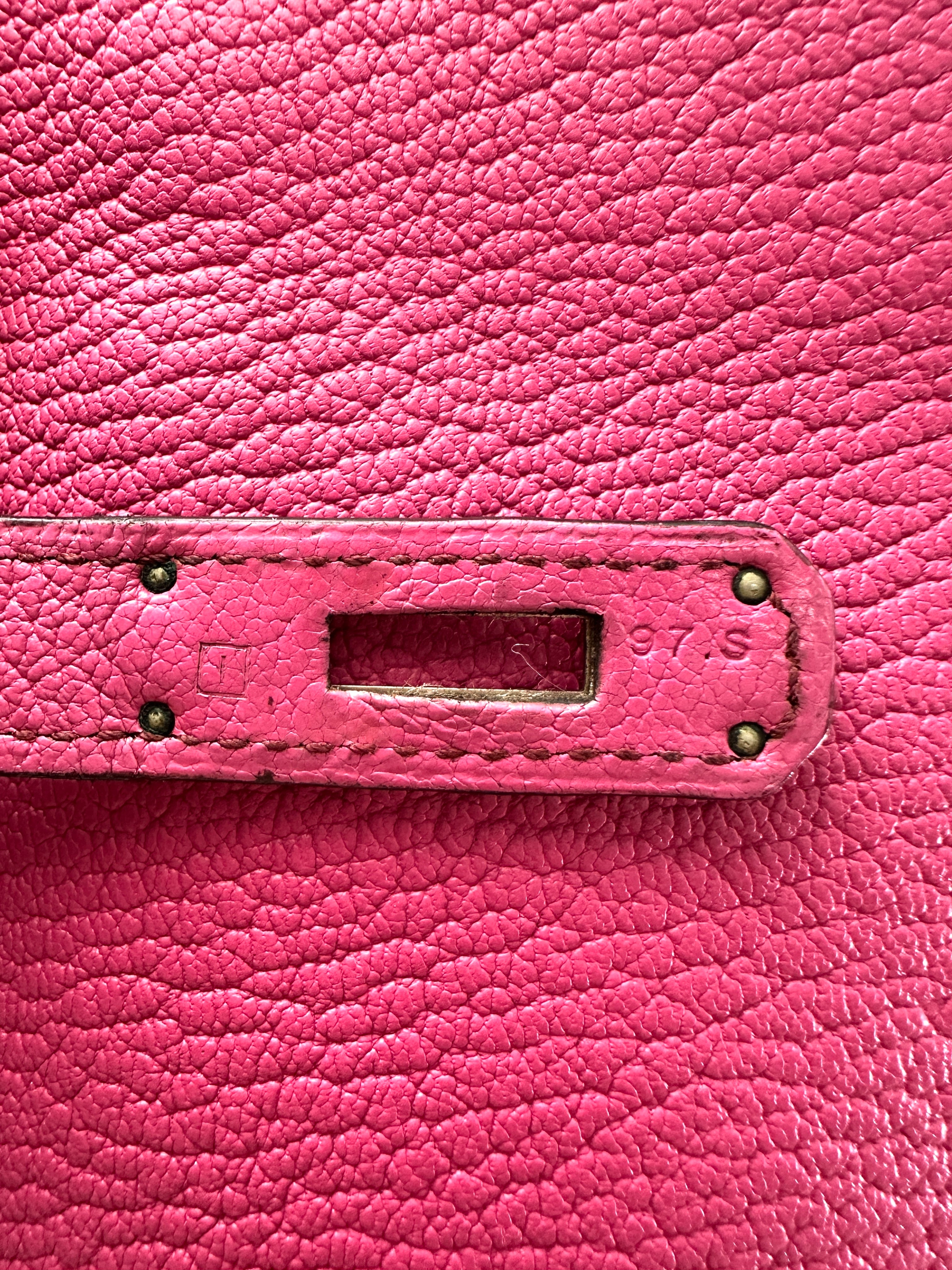 Hermes Kelly Pink Leather Handle Bag With Gold Buckle HR110