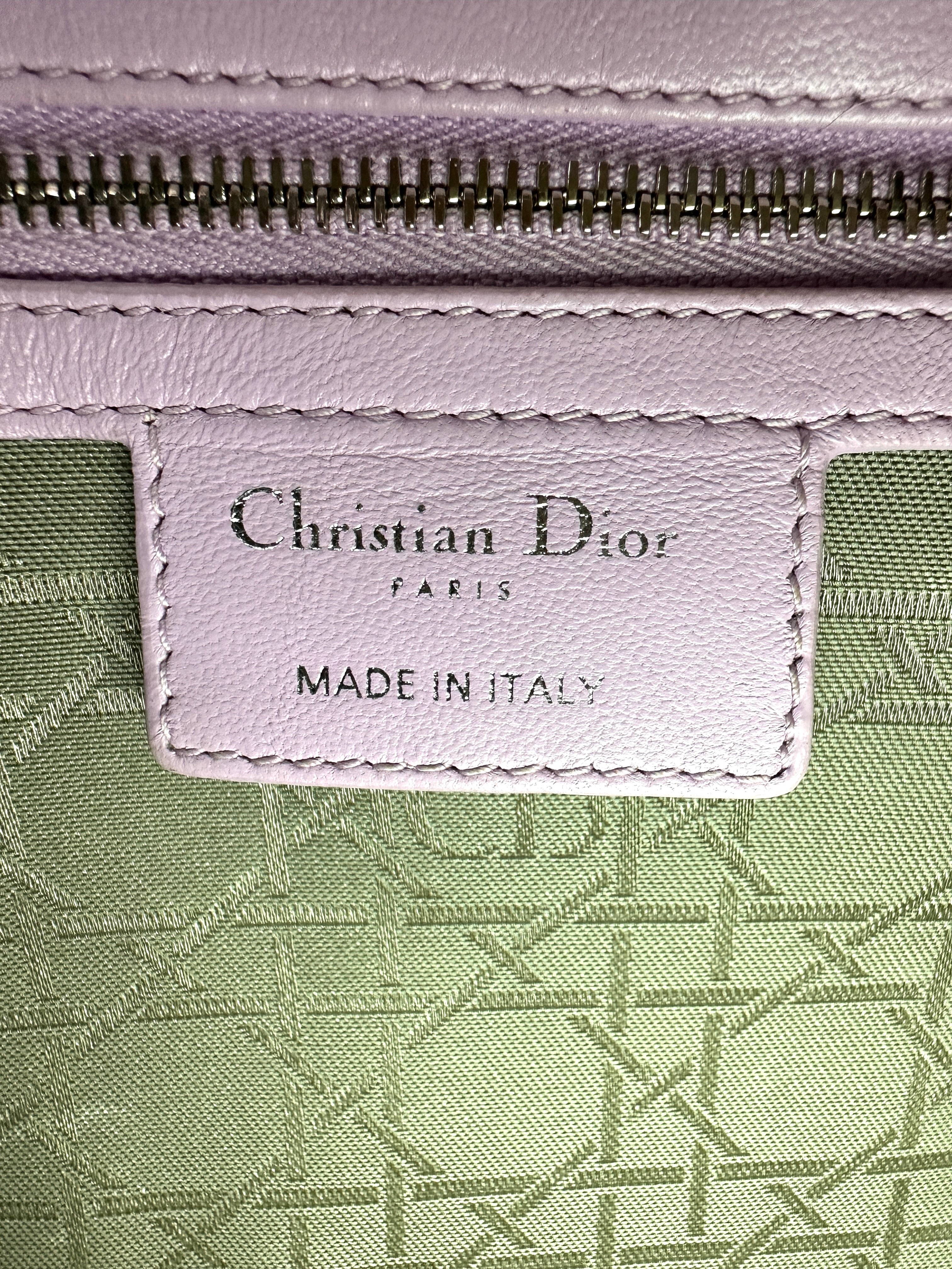 Christian Dior Lady Dior Pink Cannage Leather Handle Bag With Silver Charms DR730