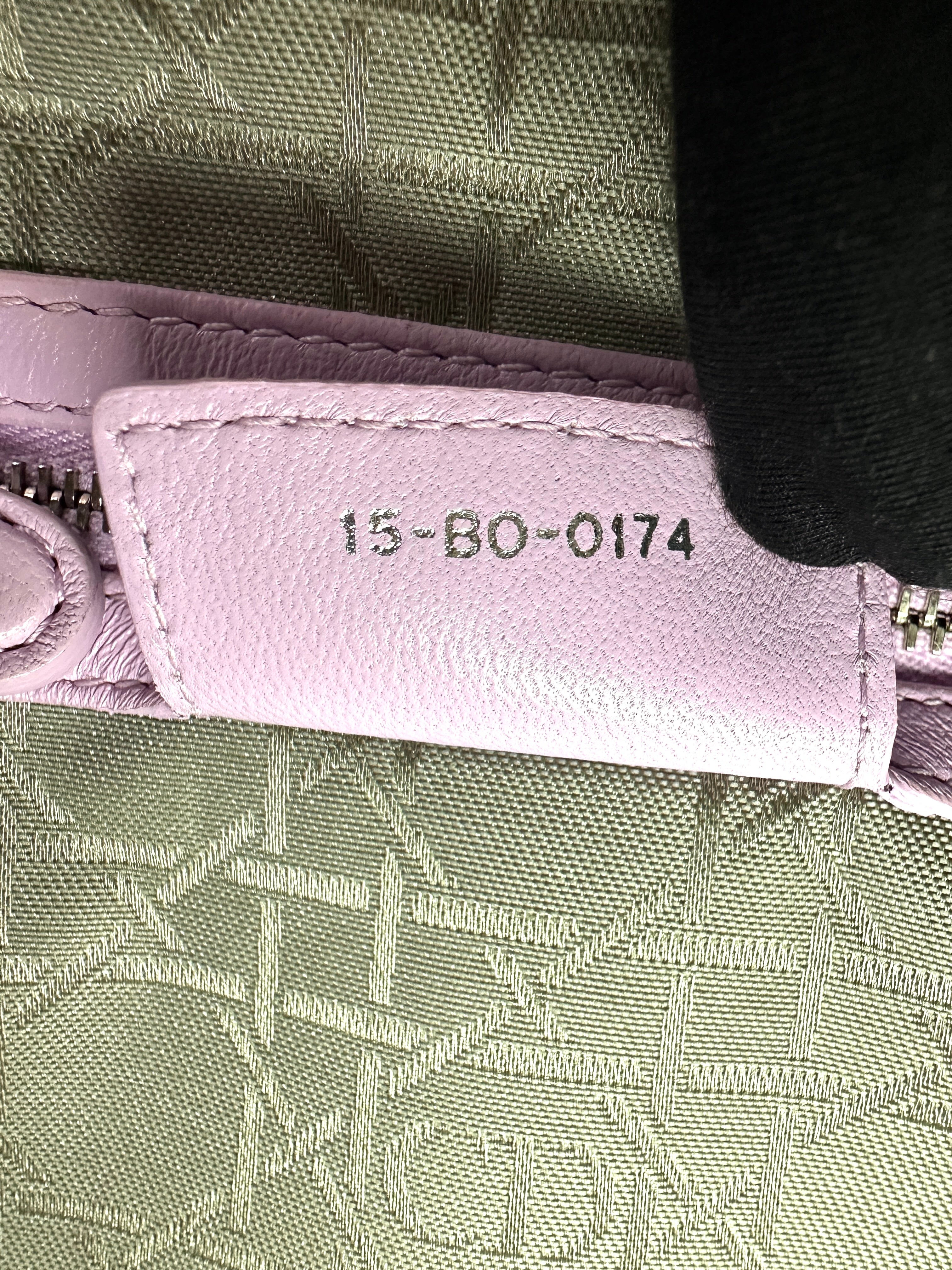 Christian Dior Lady Dior Pink Cannage Leather Handle Bag With Silver Charms DR730