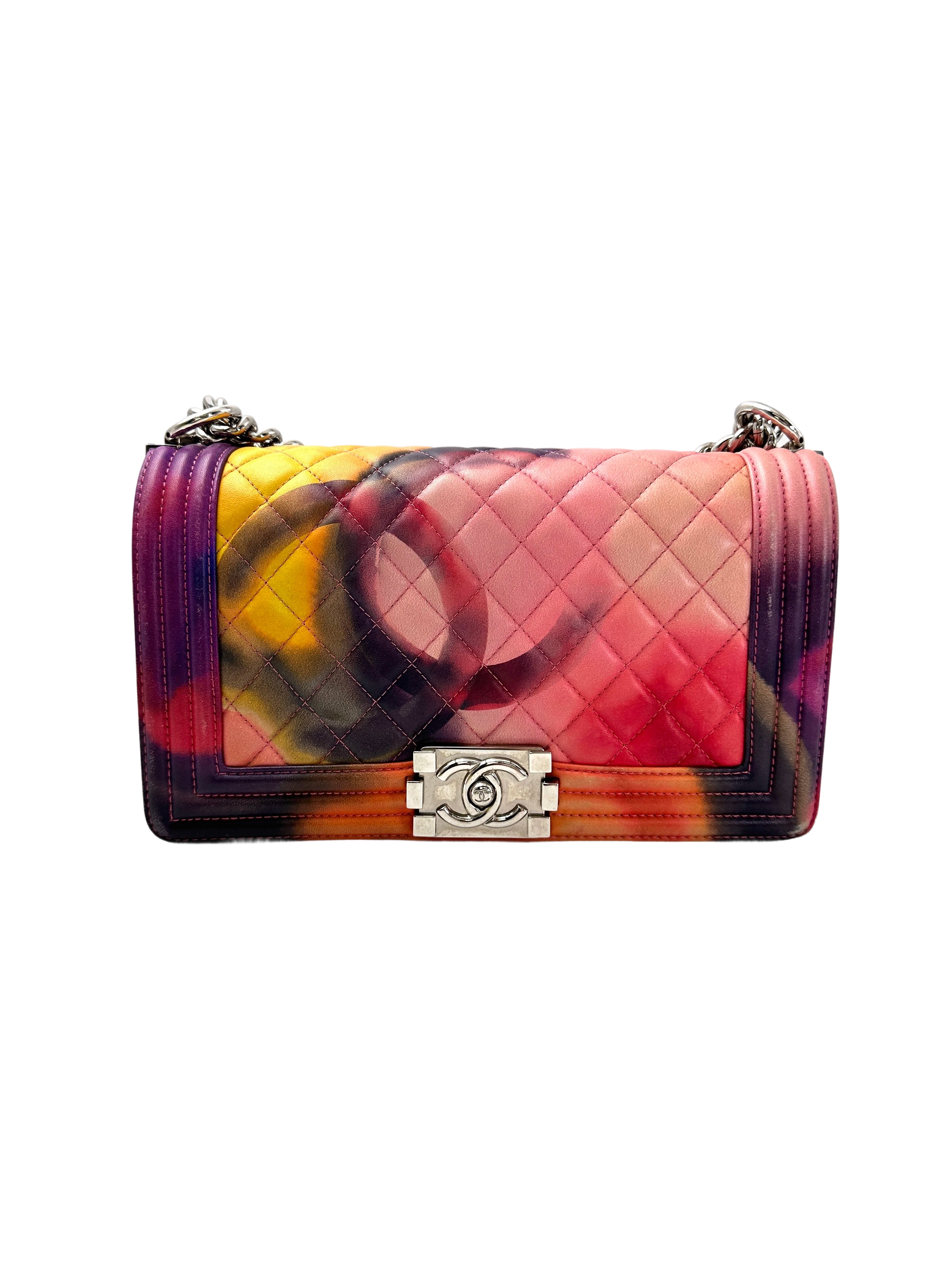 Chanel LeBoy "Flower Power" Printed Lambskin Medium Size Flap Bag With Silver Buckle(20***35) CC1950