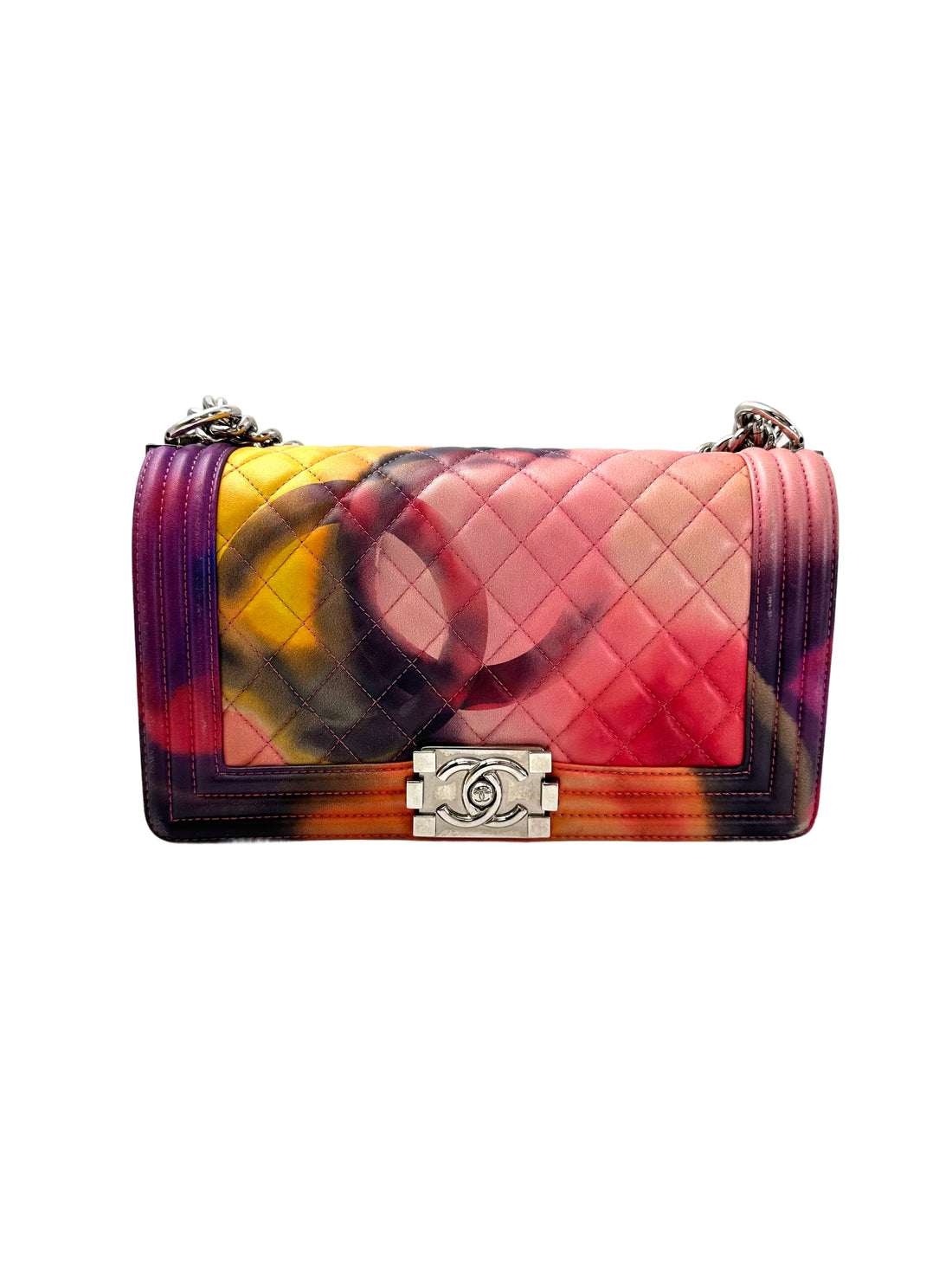 Chanel LeBoy "Flower Power" Printed Lambskin Medium Size Flap Bag With Silver Buckle(20***35) CC1950