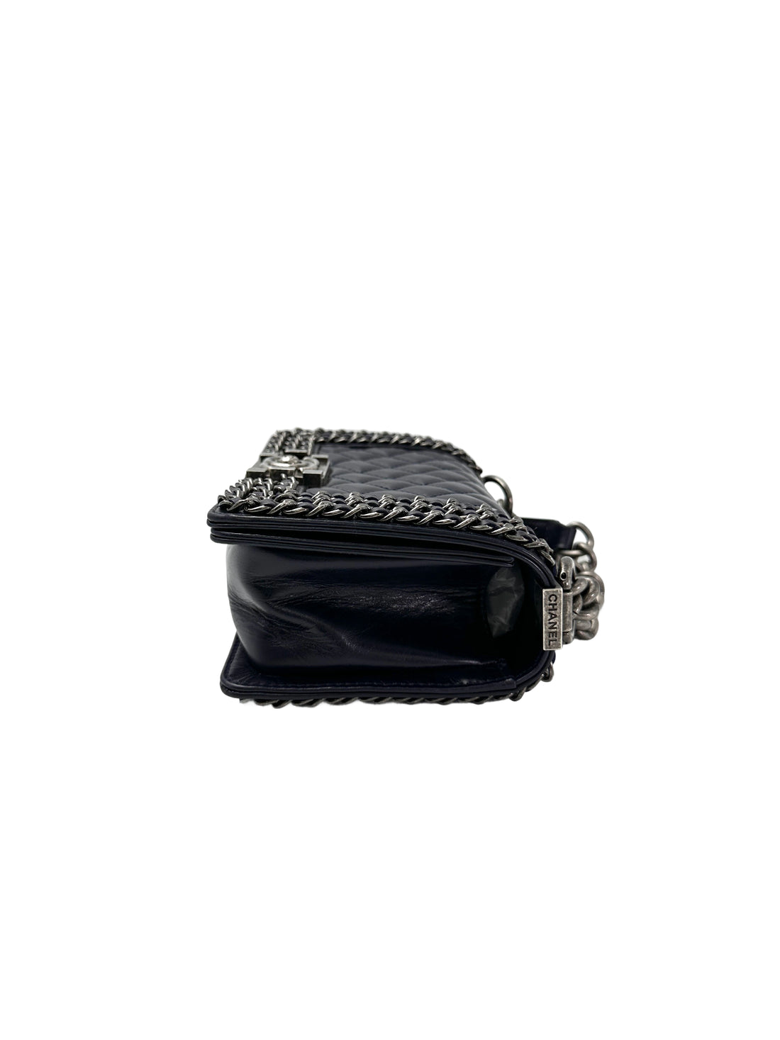 Chanel LeBoy Black Quilted Leather Flap Bag With Braided Chain Edges(23***02) CC1949
