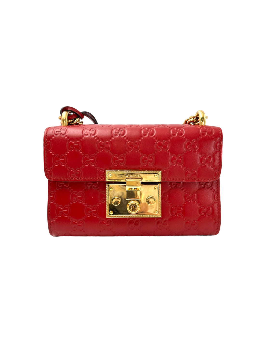 Gucci Padlock Red Guccissima Leather Shoulder Bag GG969