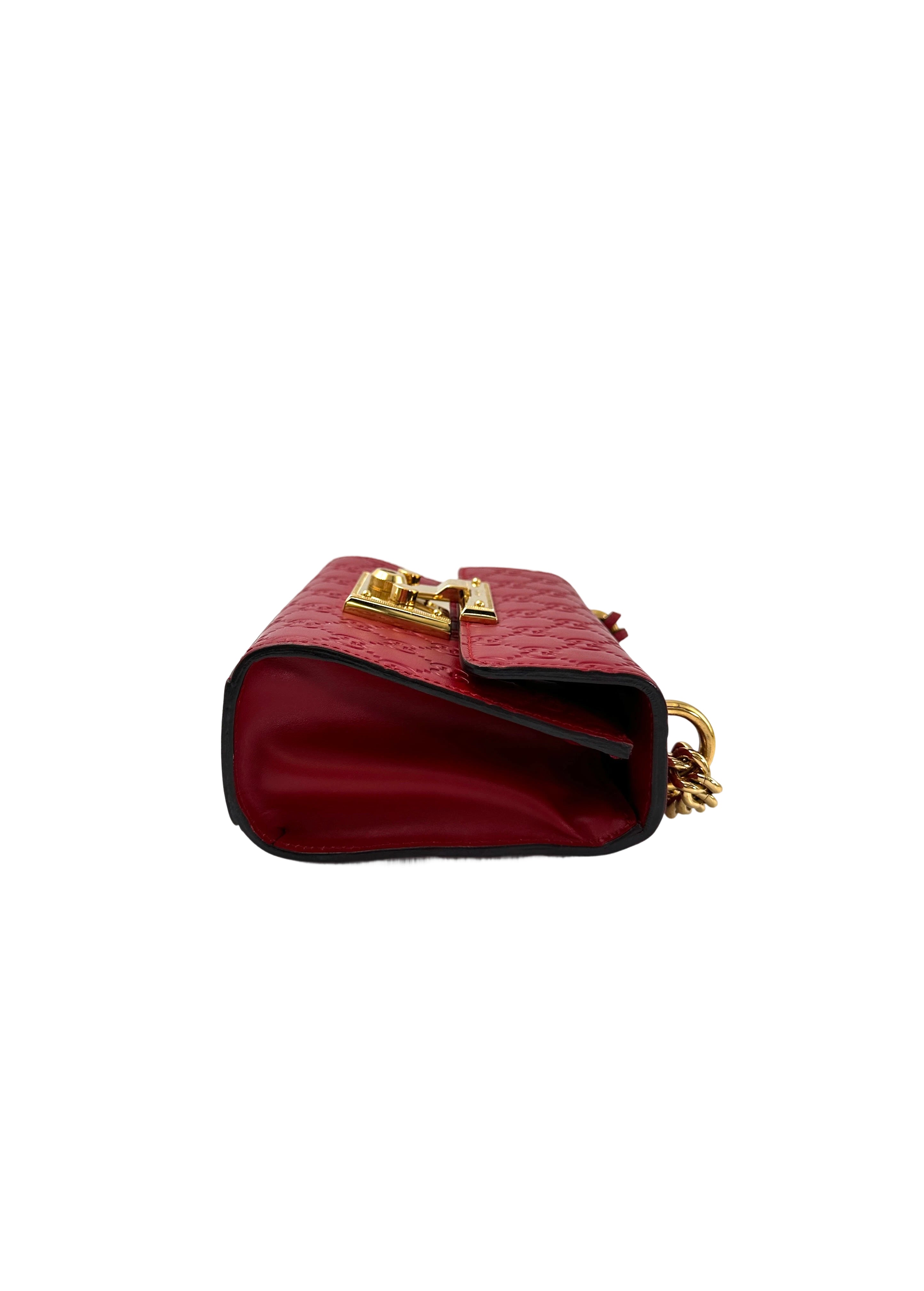 Gucci Padlock Red Guccissima Leather Shoulder Bag GG969