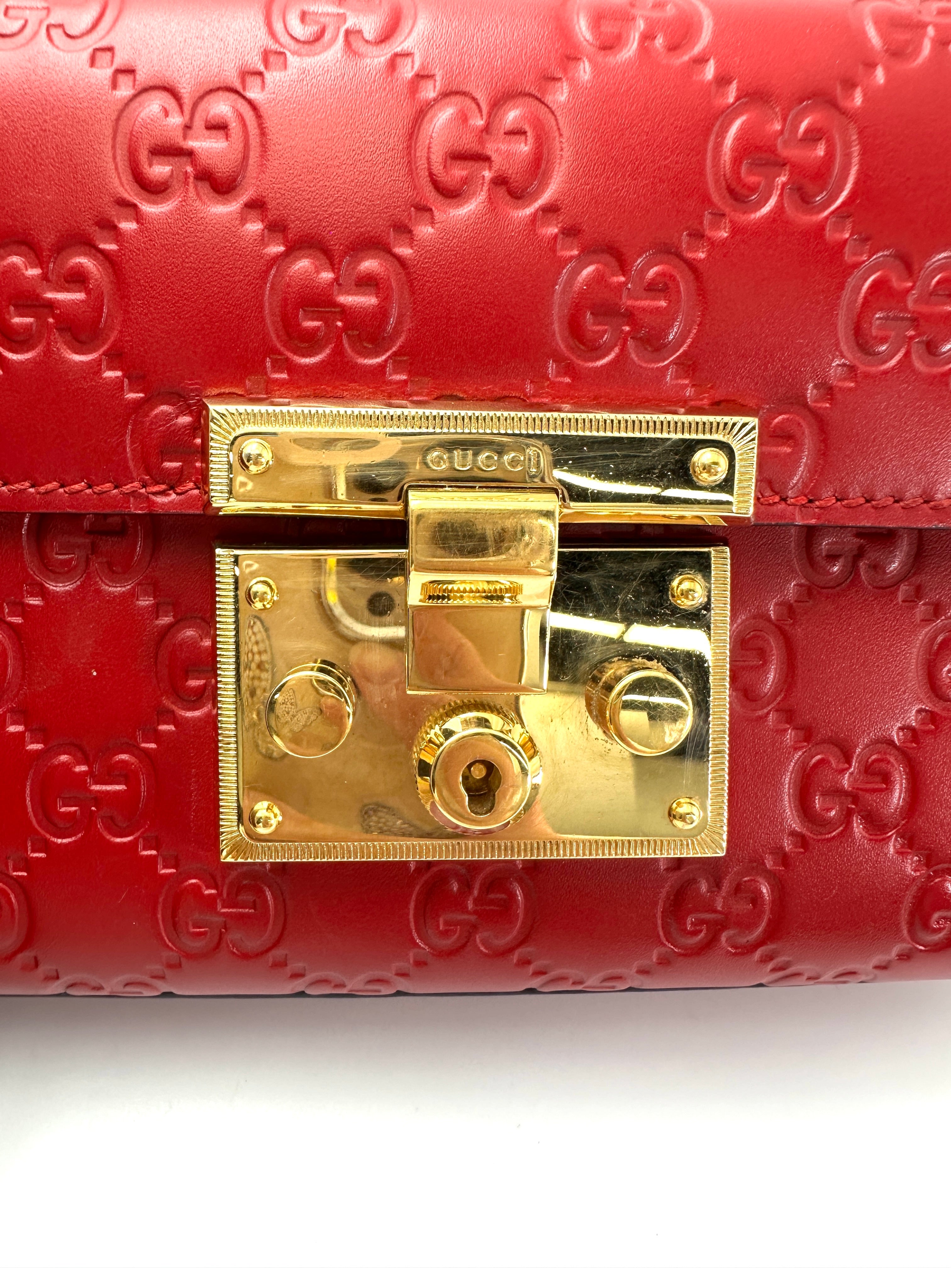 Gucci Padlock Red Guccissima Leather Shoulder Bag GG969