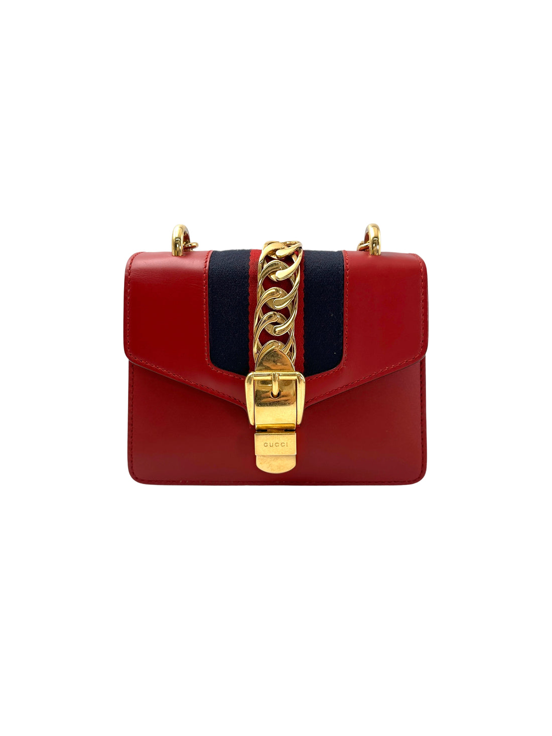 Gucci Sylvie Red Leather Small Size Shoulder Bag GG971
