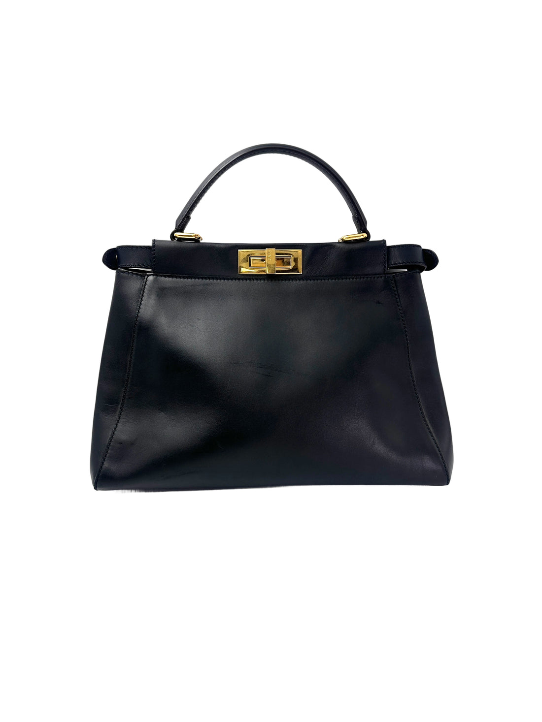 Fendi Peekaboo Black Leather Medium Size Handle Bag FF103