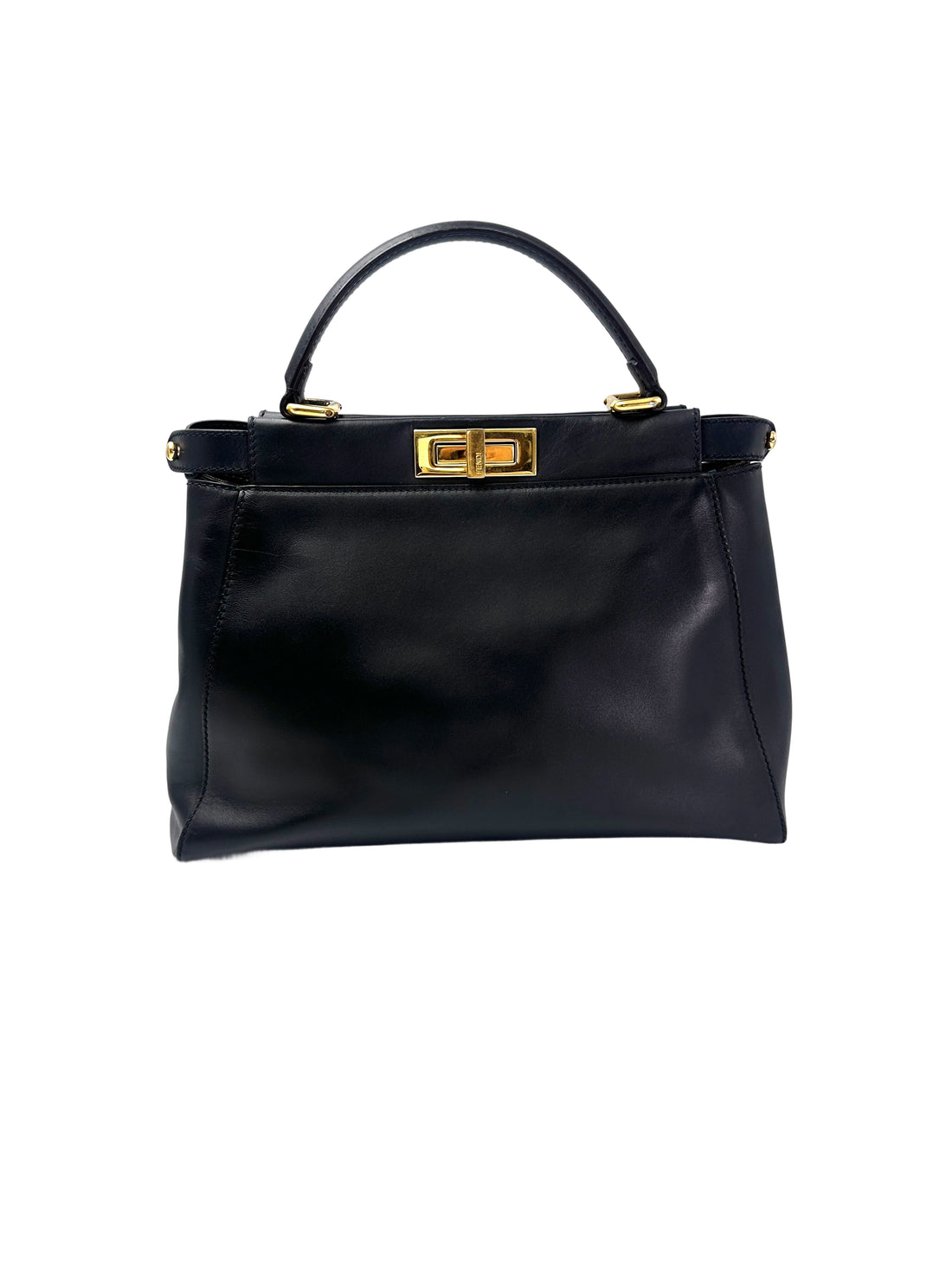 Fendi Peekaboo Black Leather Medium Size Handle Bag FF103