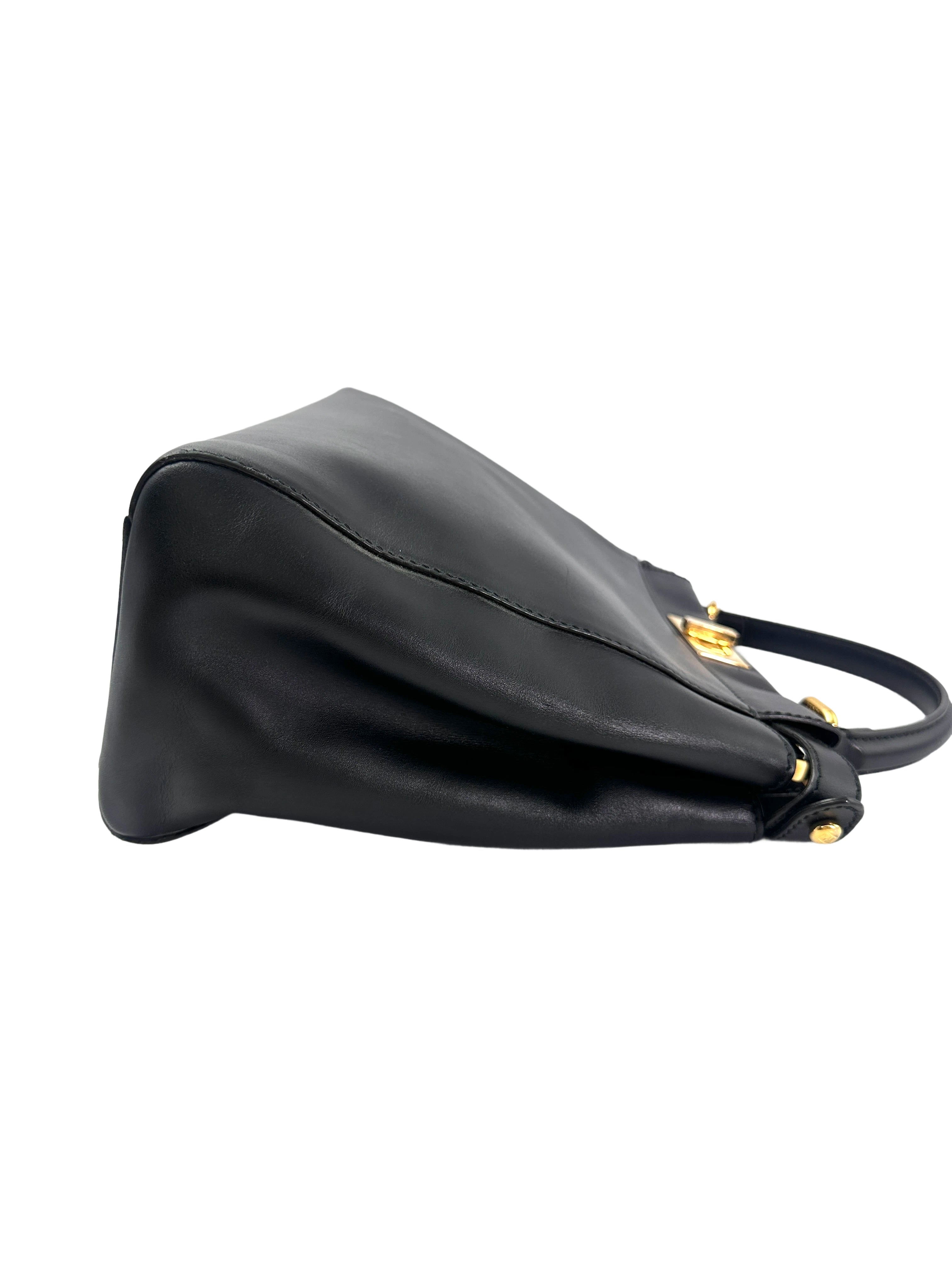 Fendi Peekaboo Black Leather Medium Size Handle Bag FF103